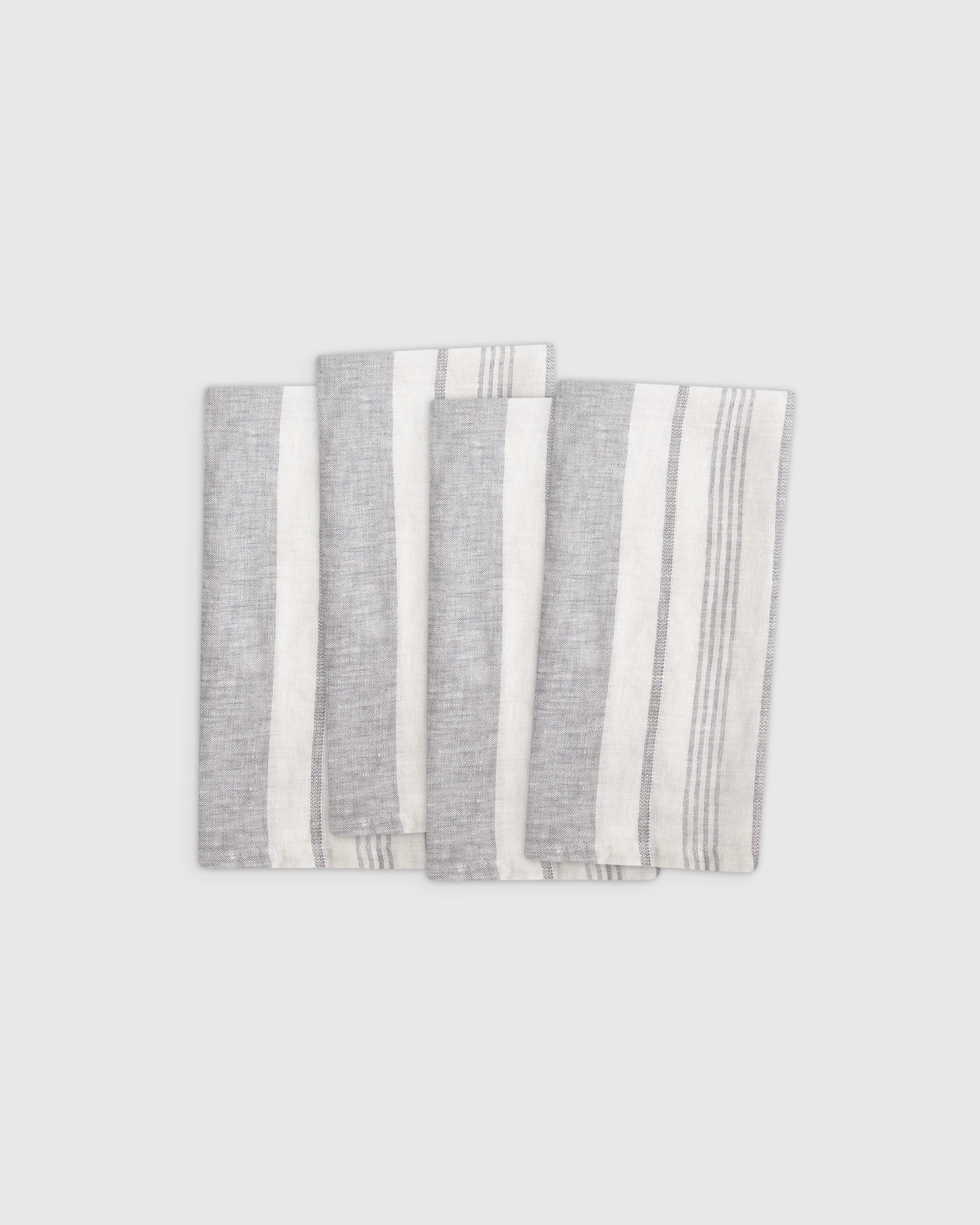 Grey/White European Linen Modern Stripe Napkins (Set of 4)