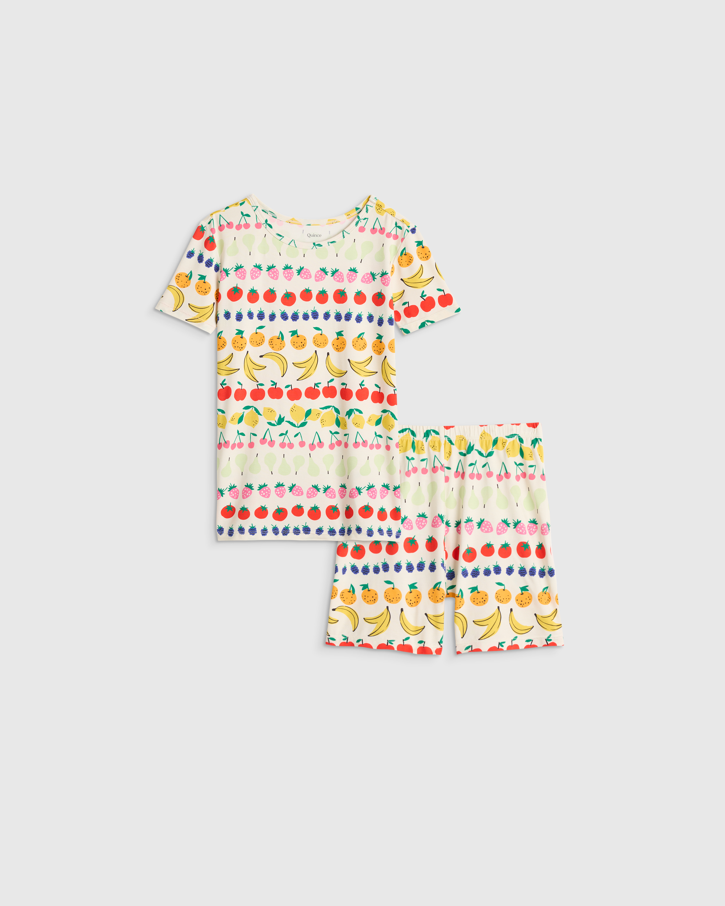Fruit Stripe Bamboo Short Sleeve and Shorts Pajama Set
