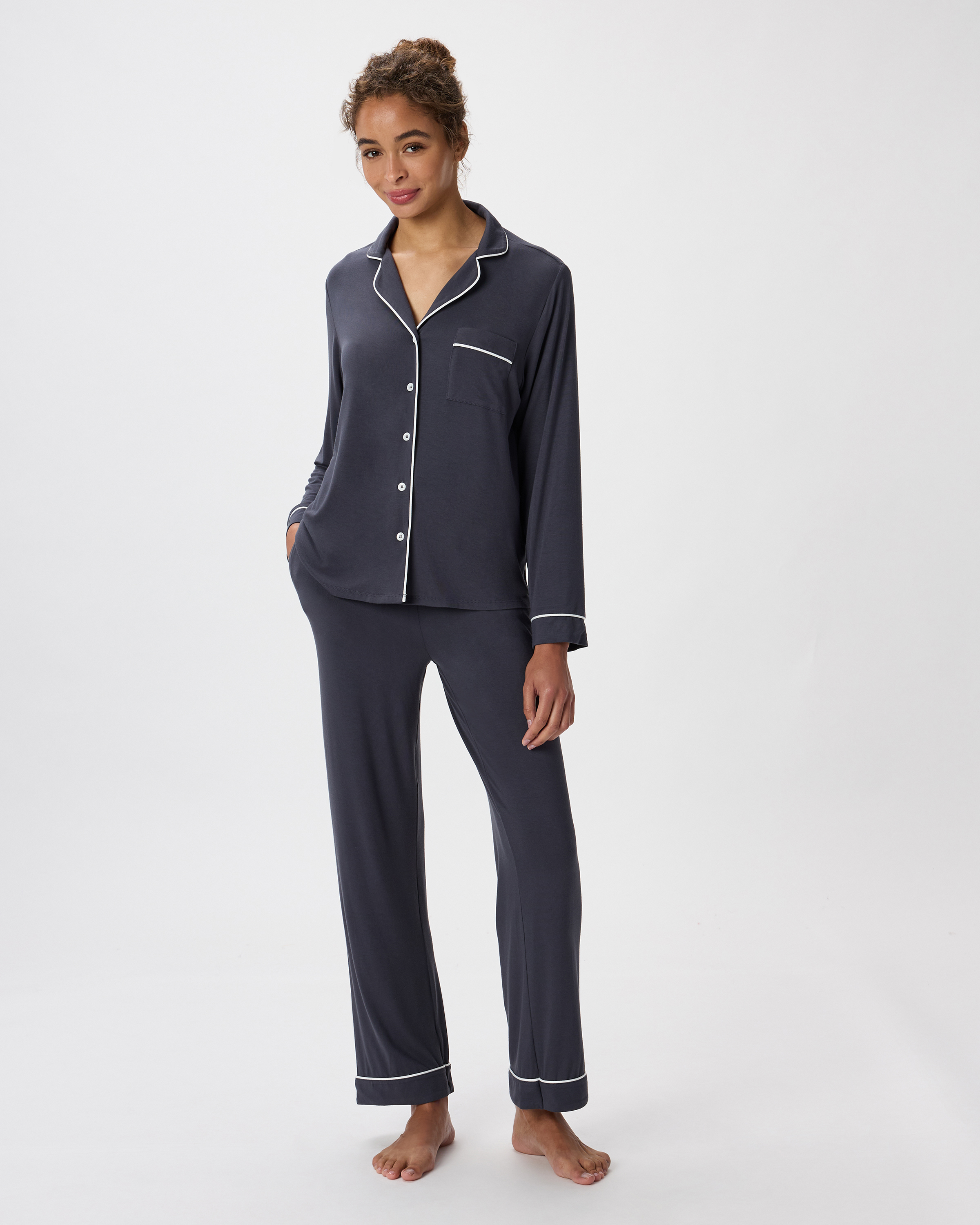 Quince Women's Bamboo Jersey Long Sleeve Pajama Set In Gray