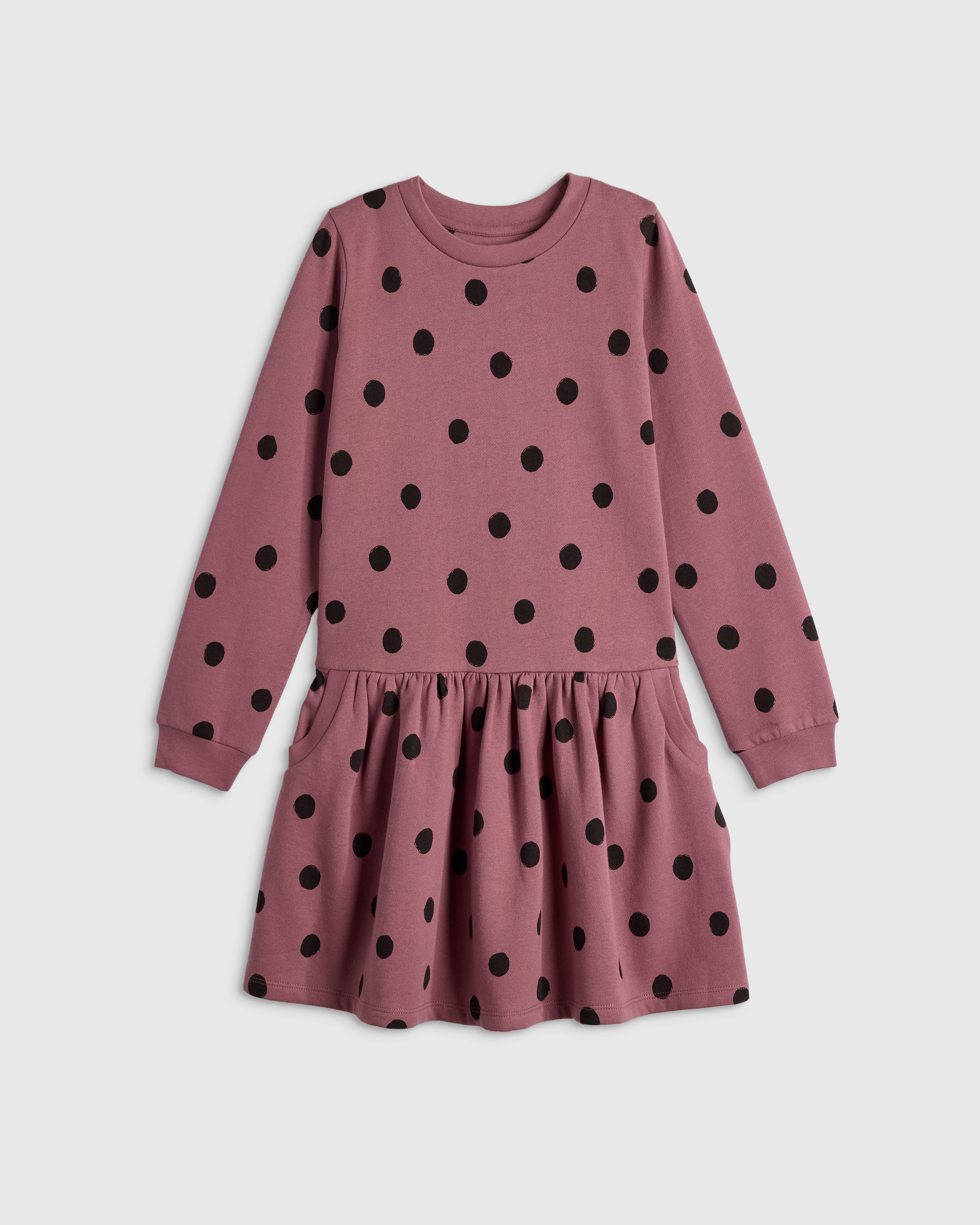 Mauve Dots Cozy Fleece Sweatshirt Dress