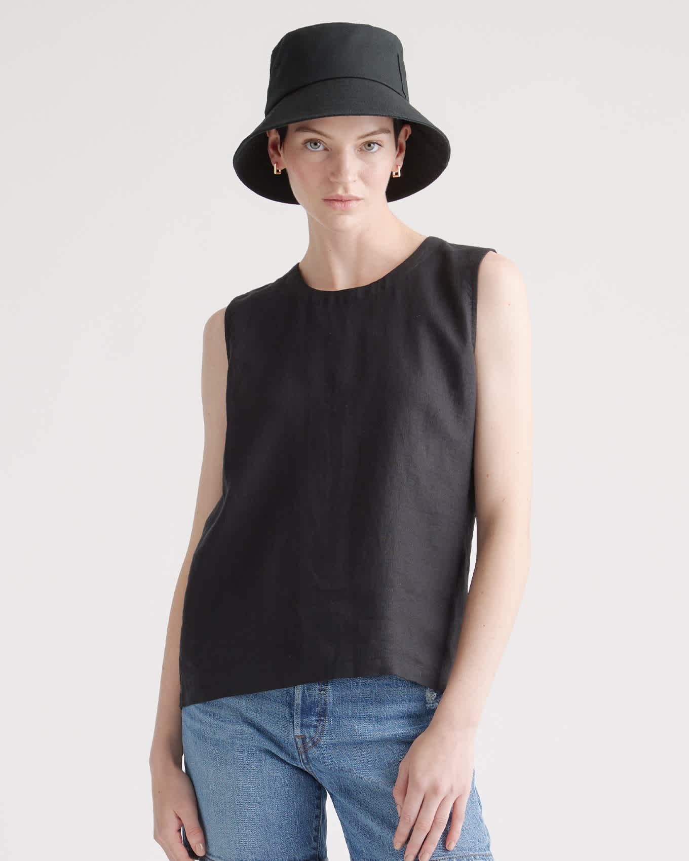 Women's Casual Plus Size Crew Neck Plain Sleeveless Linen Summer Tank Top Women's Casual Plus Size Crew Neck Plain Sleeveless Linen Summer Tank Top