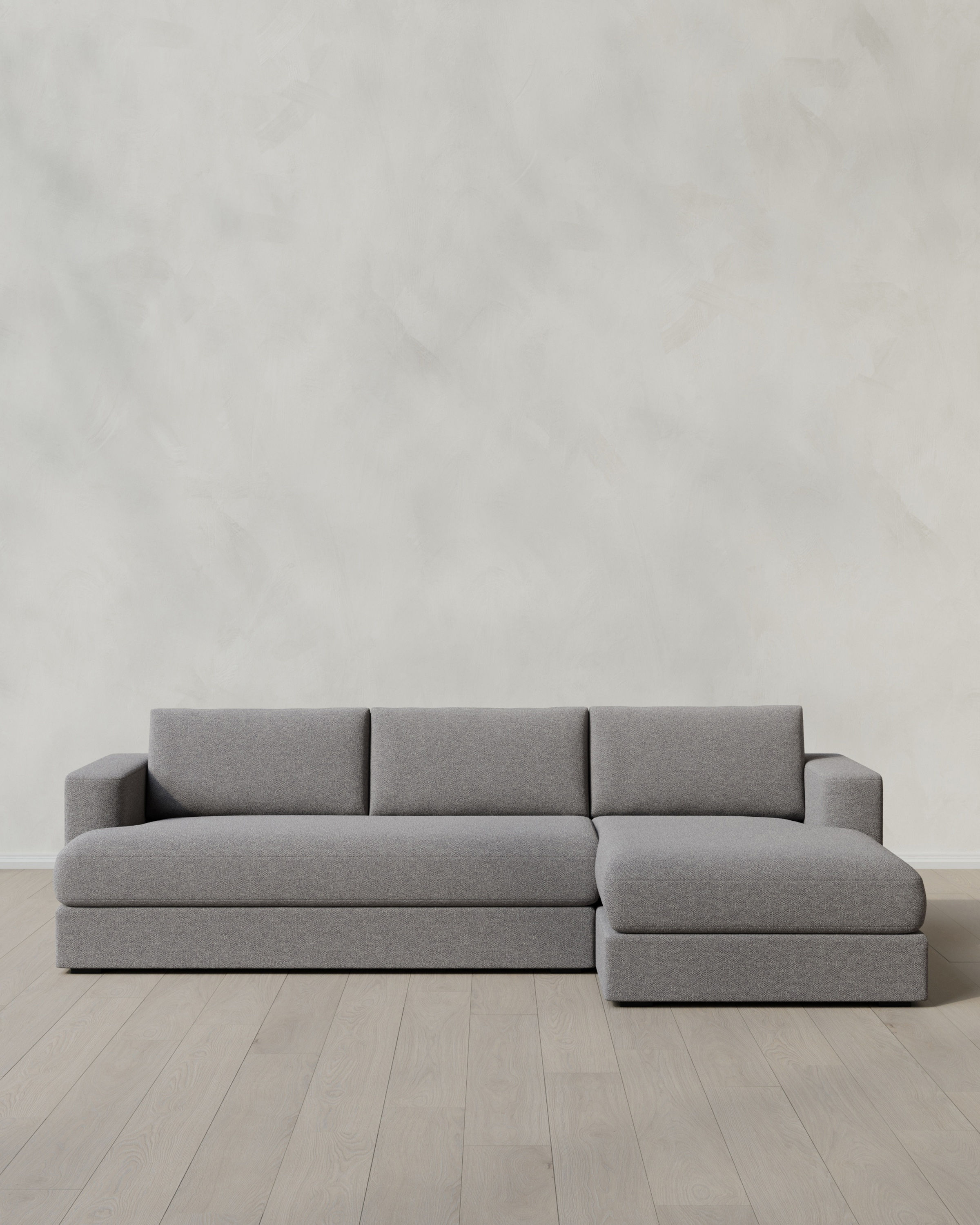 Ash Sierra Curved Arm Chaise Sectional in Performance Basketweave