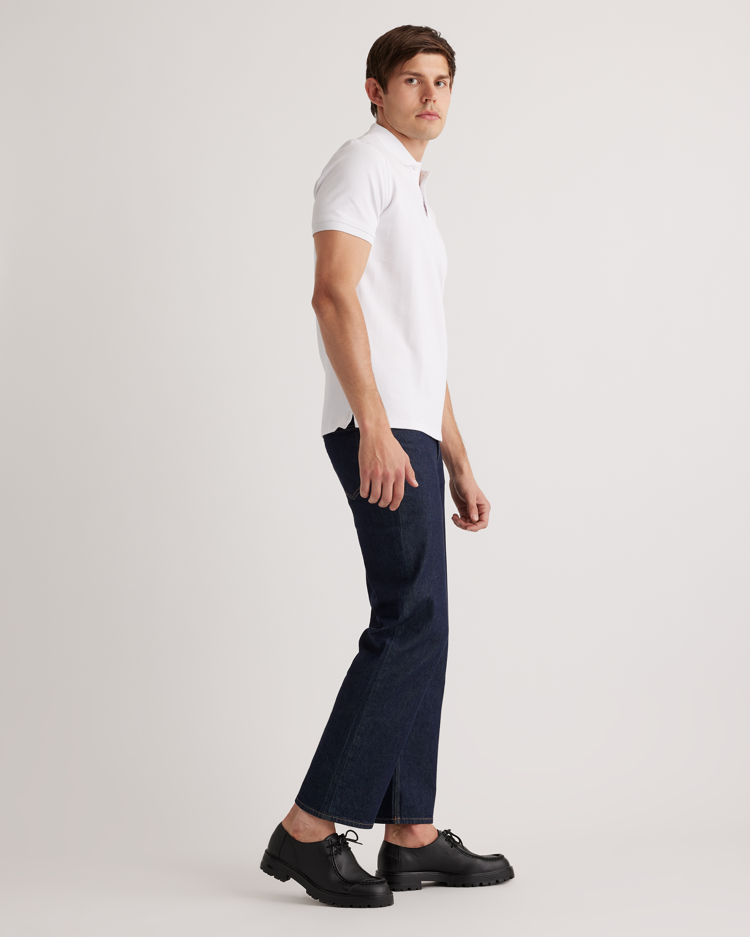 Organic Cotton Pique Polo in White