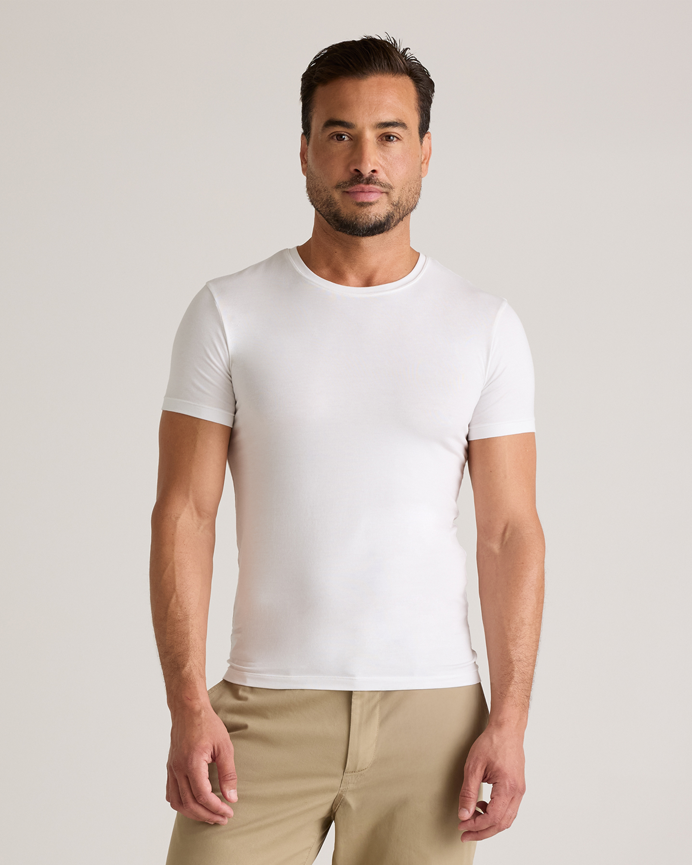 Classic White Soft Stretch Crewneck Undershirt (3-Pack)