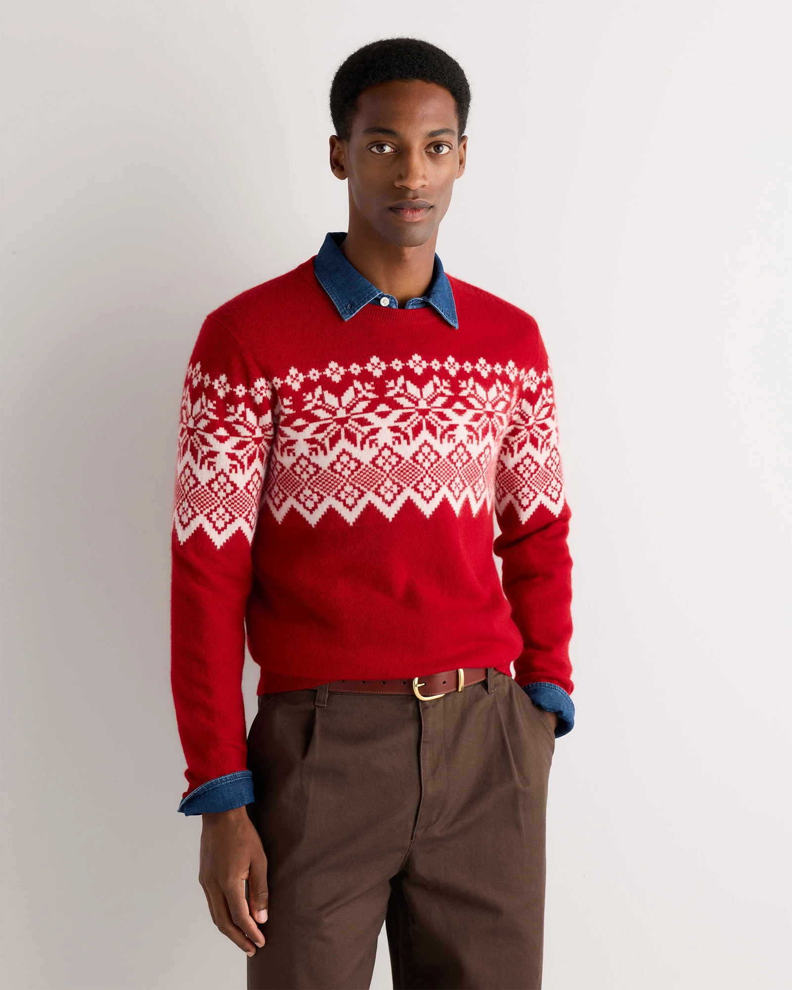 Men's Mongolian Cashmere Fair Isle Christmas Sweater