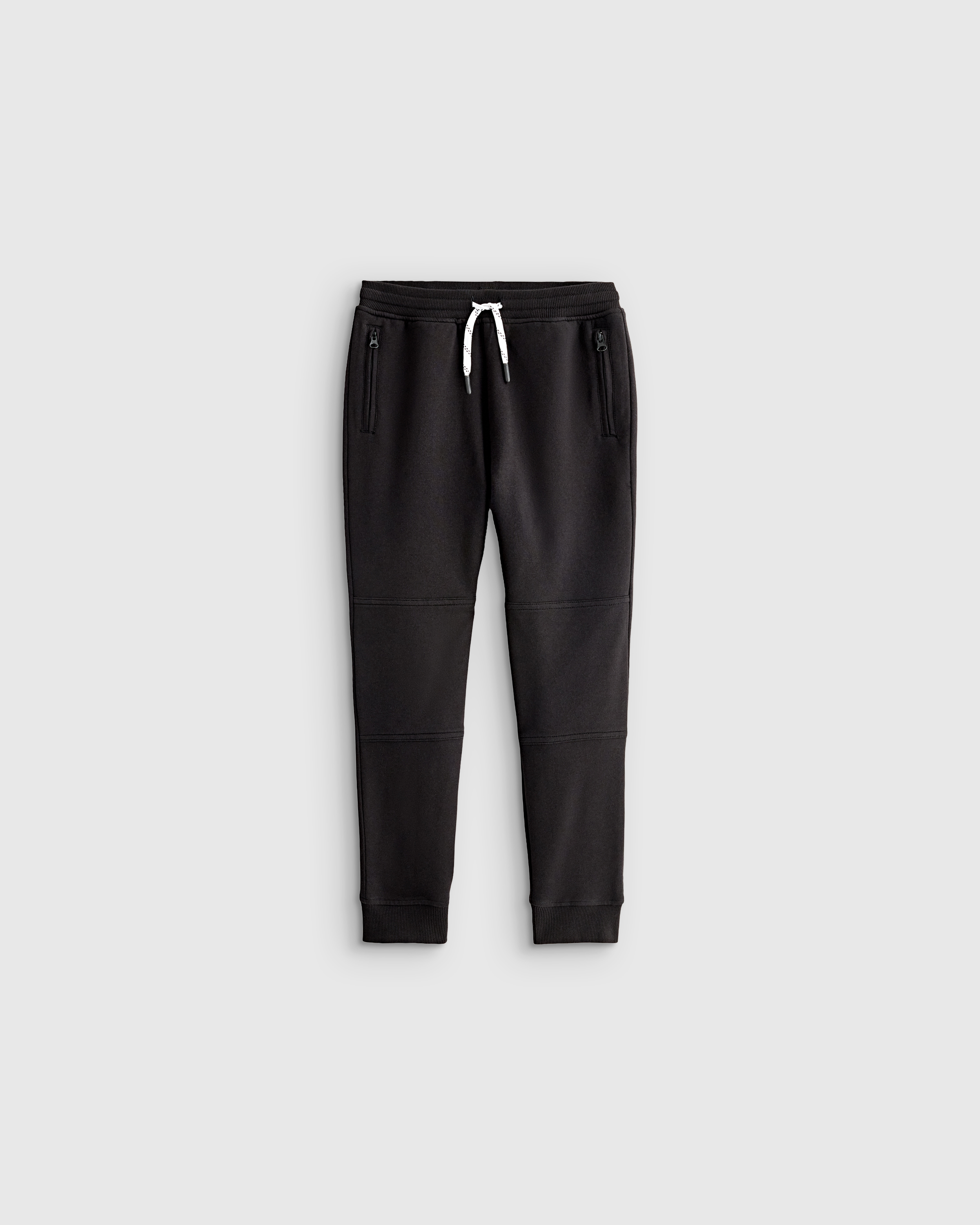 Black Organic Cotton French Terry Reinforced Knee Slim Jogger