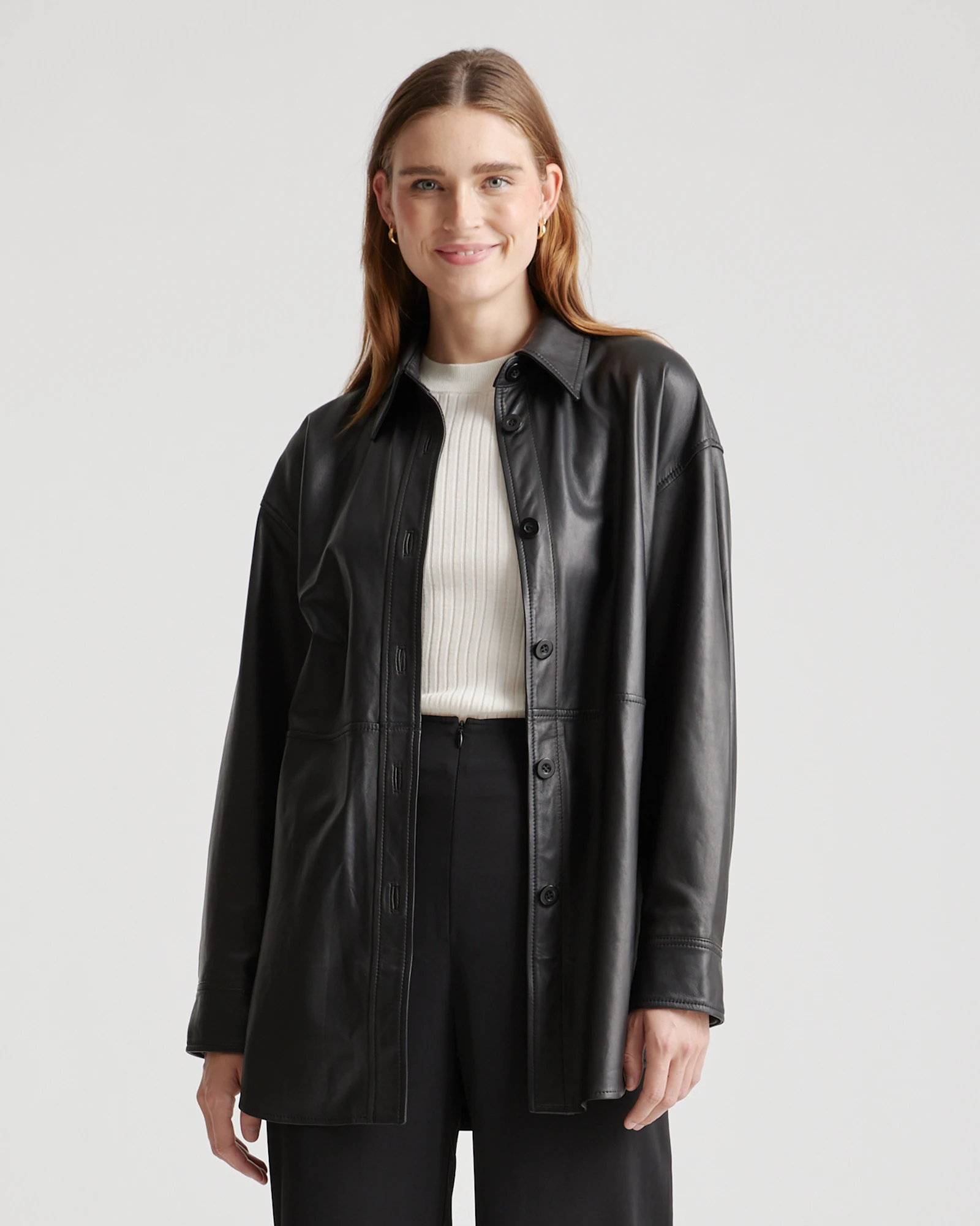 100% Leather Shirt Jacket
