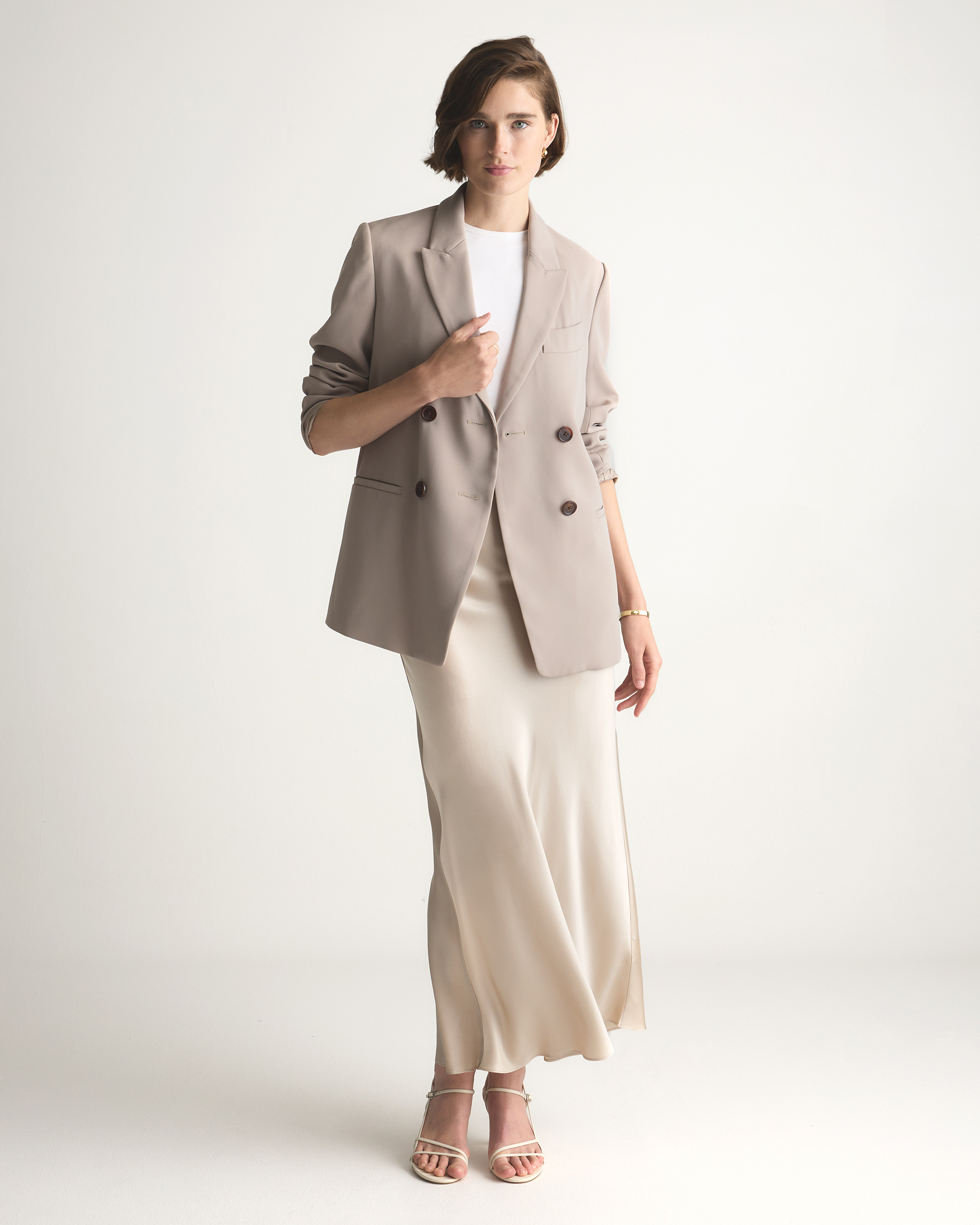 Champagne 100% Washable Silk Maxi Skirt