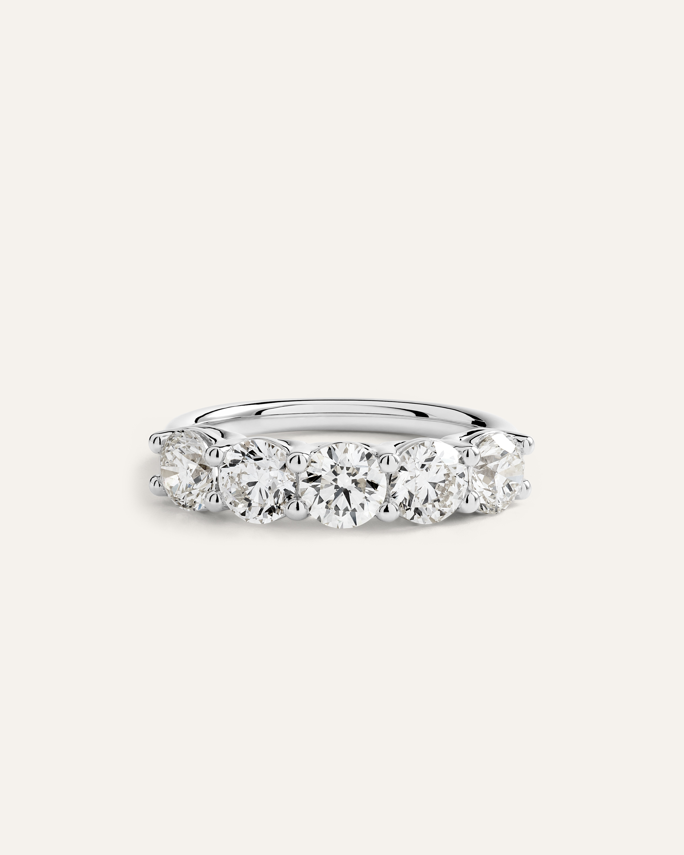 White Gold 14K Gold Natural Diamond Five Stone Band - 2ctw