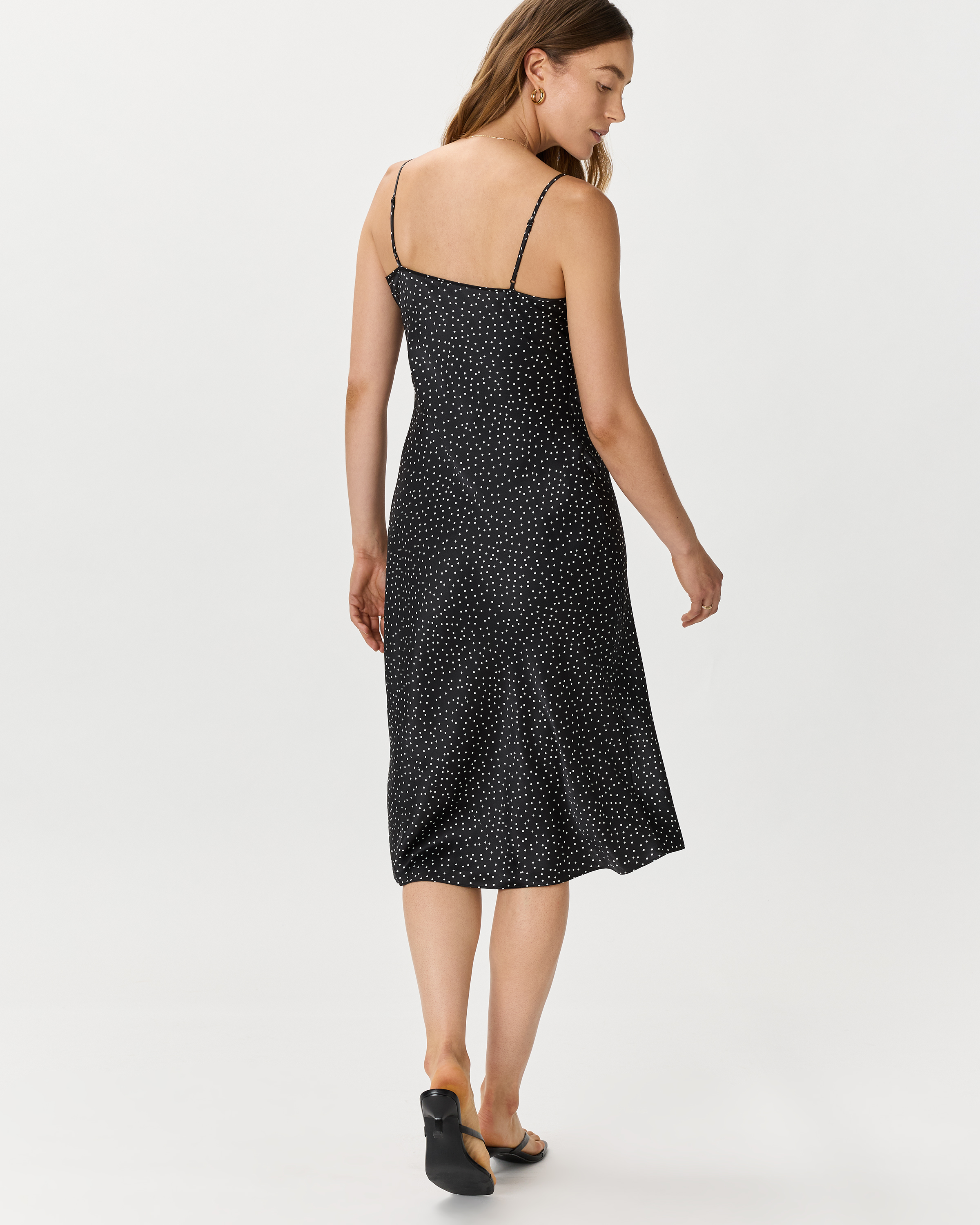 Women's Slip Dress in Tiny Dot Black/ White, Size Small, Silk by Quince