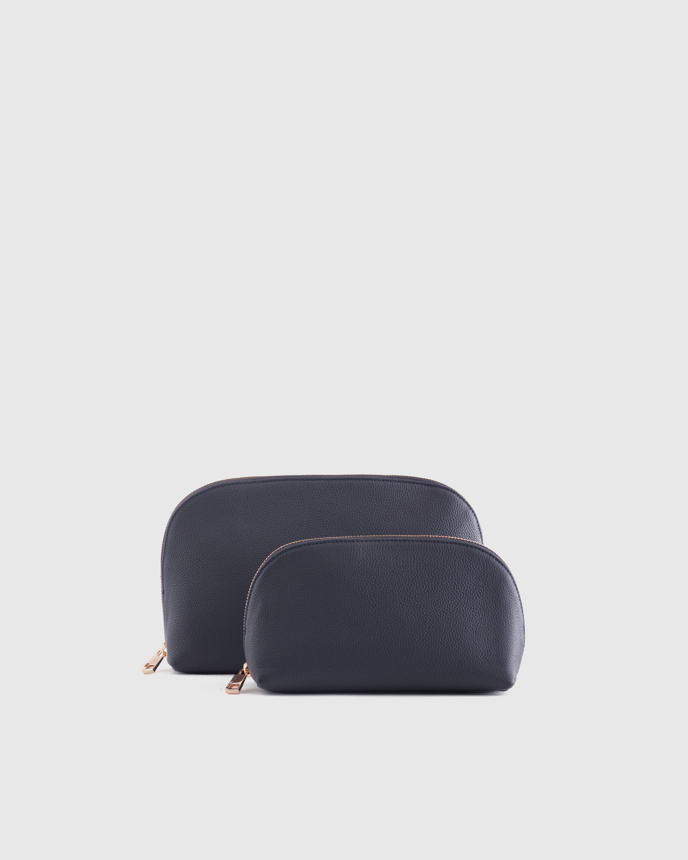Navy Italian Leather Pouch Travel Set