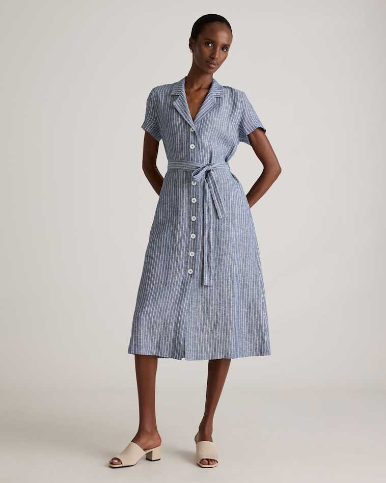 Women's Gauze Tiered Maxi Dress in Bayside Stripe Blue/White, Size XS, Organic Cotton by Quince Women's Gauze Tiered Maxi Dress in Bayside Stripe Blue/White, Size XS, Organic Cotton by Quince