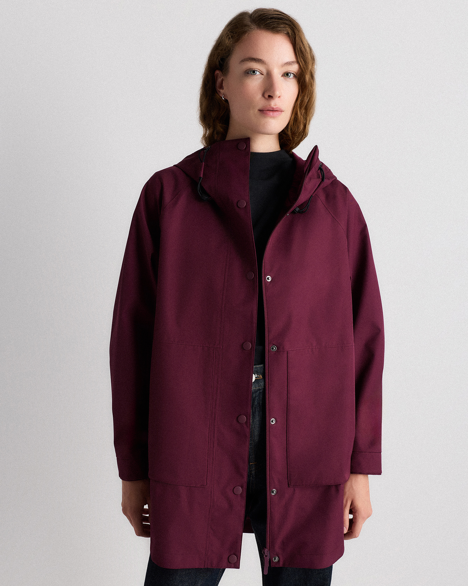 Barolo Burgundy Weatherproof Oversized Rain Jacket