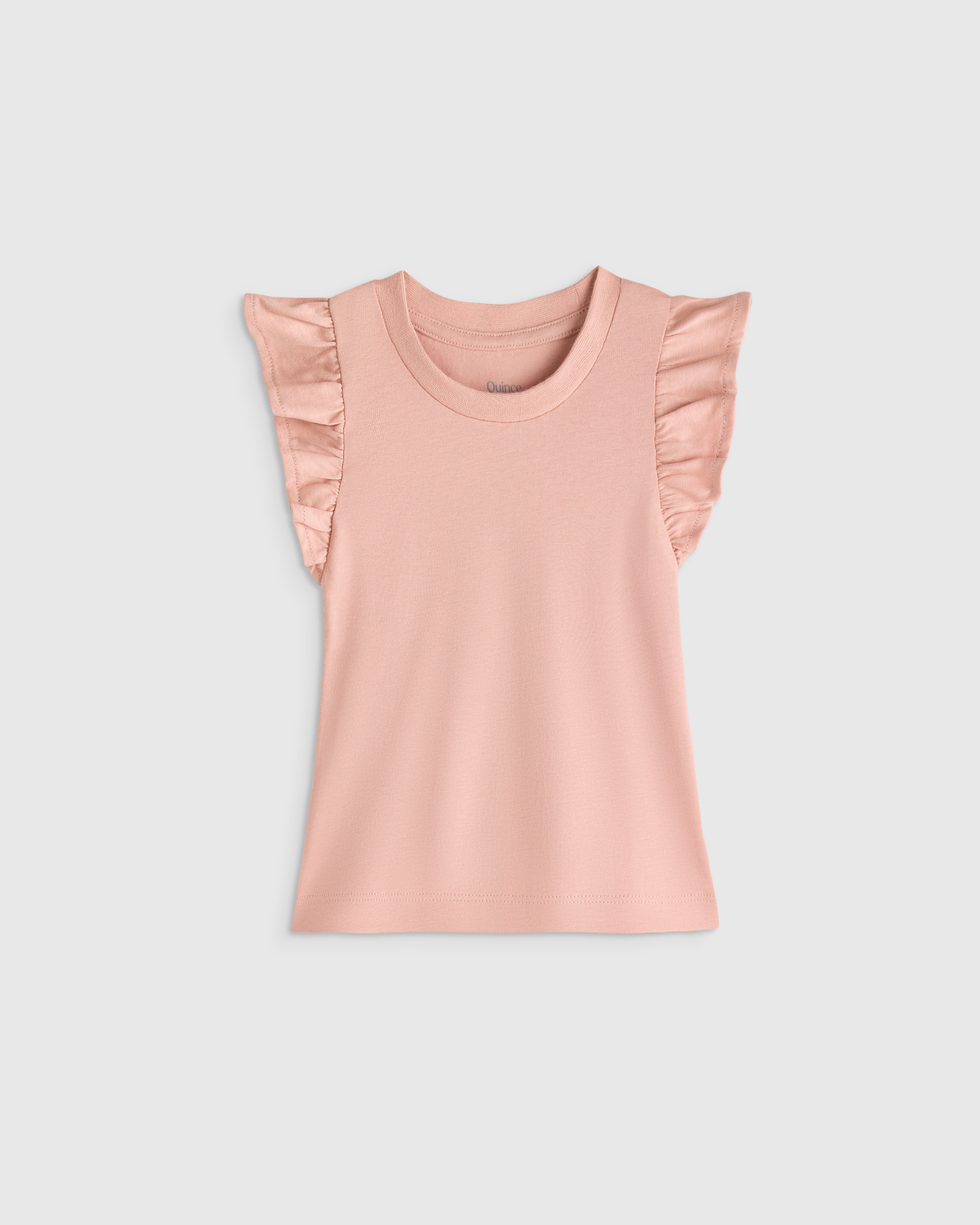 Pink Rose Ruffle Sleeve Organic Cotton Top