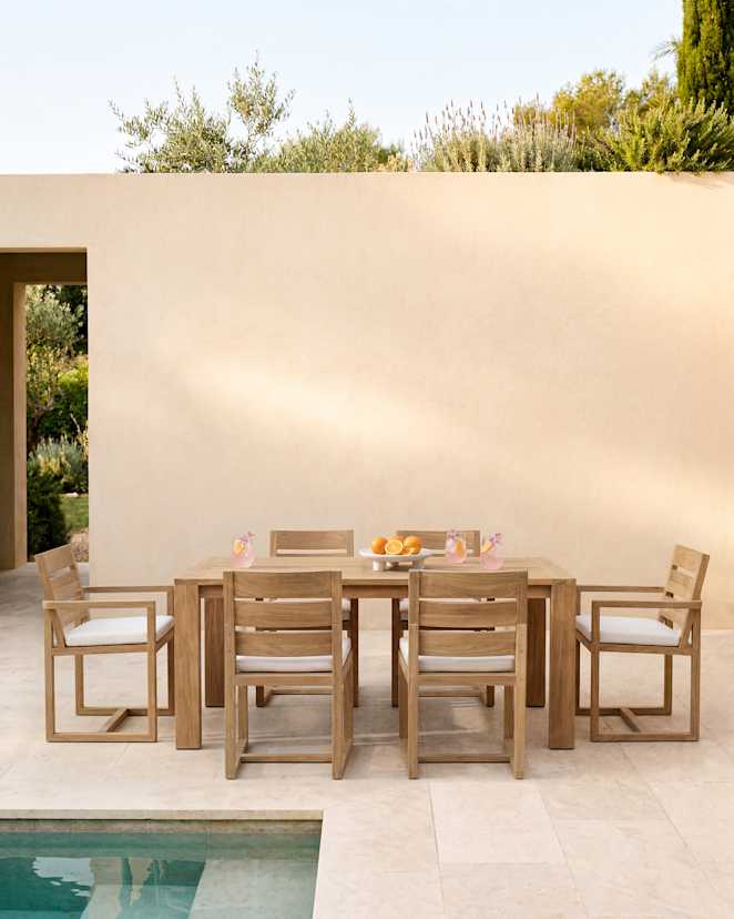 Narrow Solid Teak Outdoor Dining Tabl