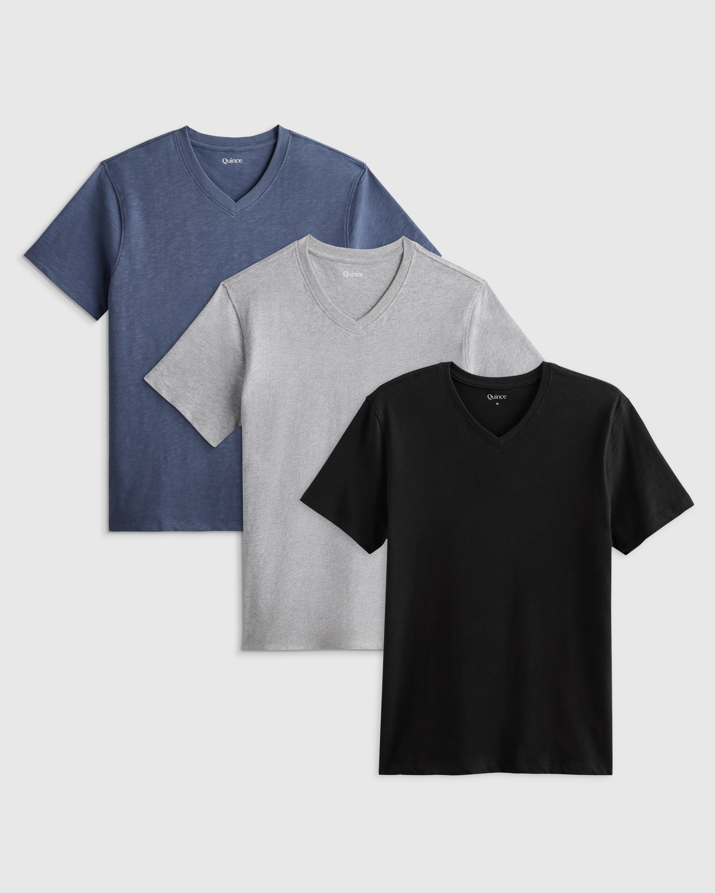 Storm Blue 100% Organic Cotton Slub V-Neck Tee 3 Pack