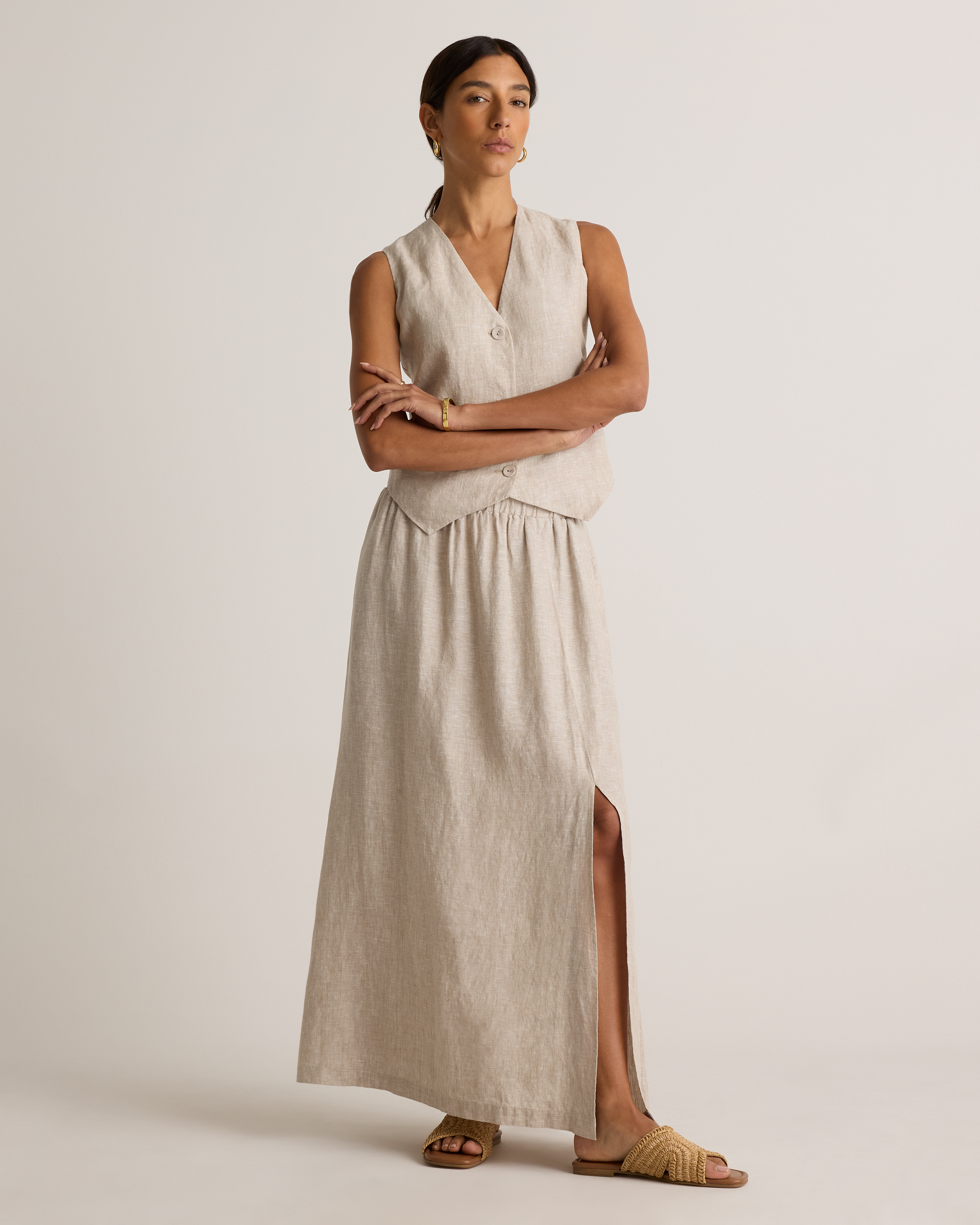linen dress off shoulder Open Shoulders Linen Dress VINE in Beige S