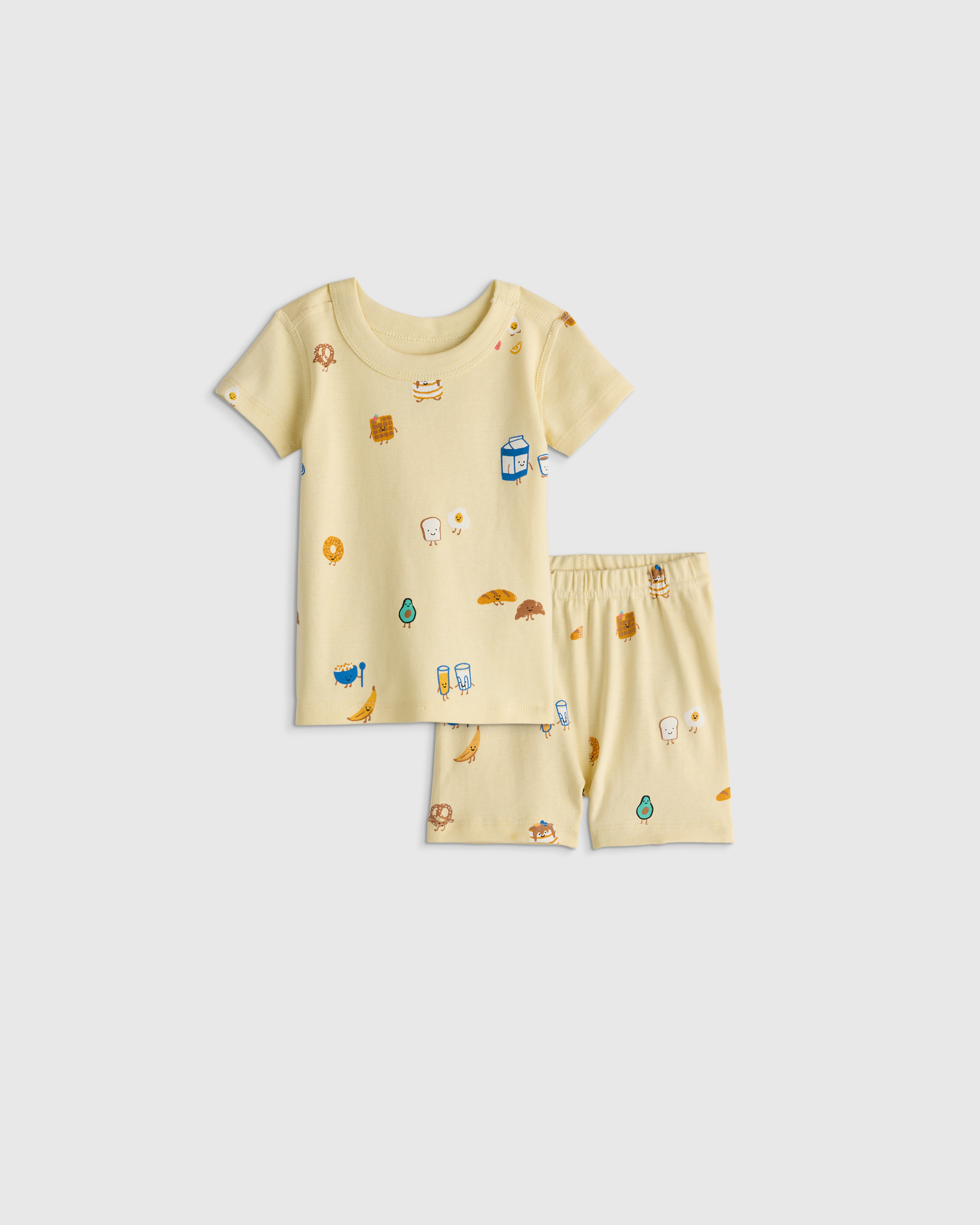 Breakfast Buddies 100% Organic Cotton Short Sleeve and Shorts Pajama Set