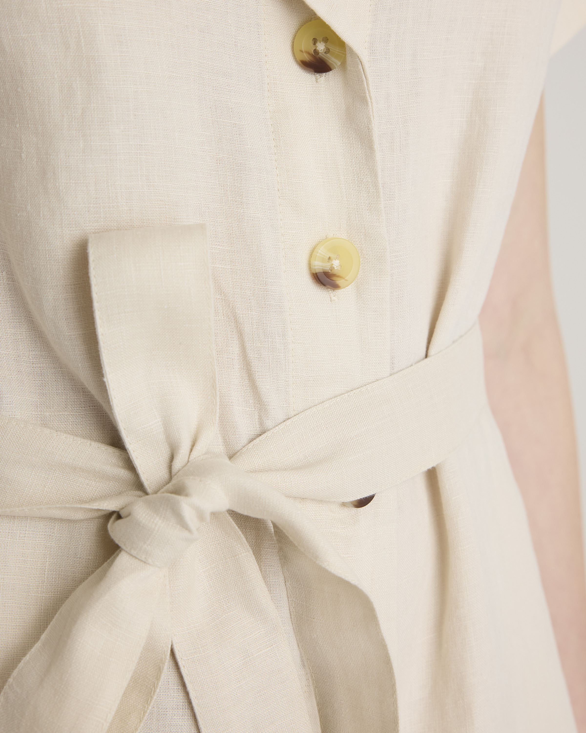 100% European Linen Button Front Dress in Sand