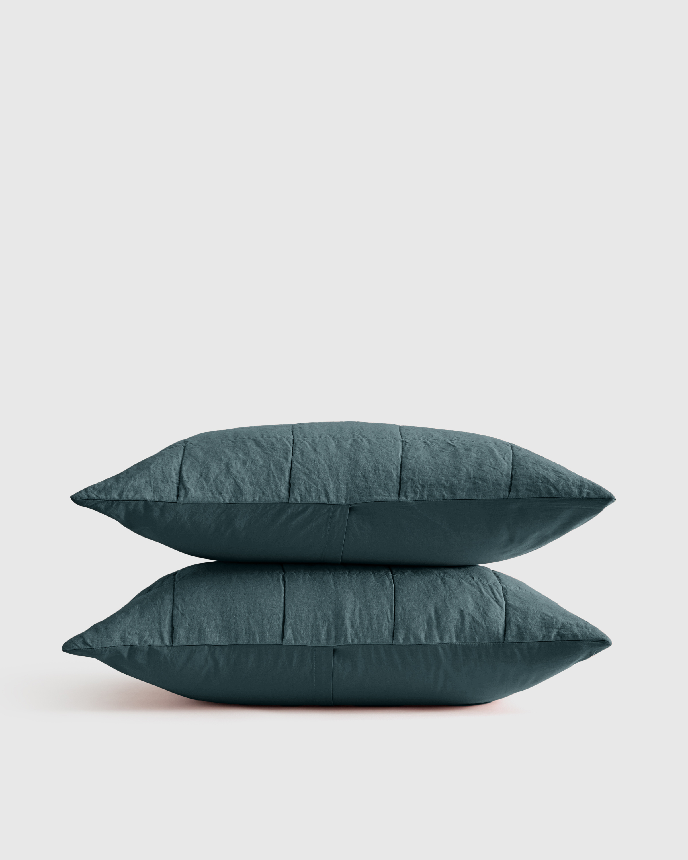 Lightweight European Linen Box Quilted Sham Set, Ocean, King