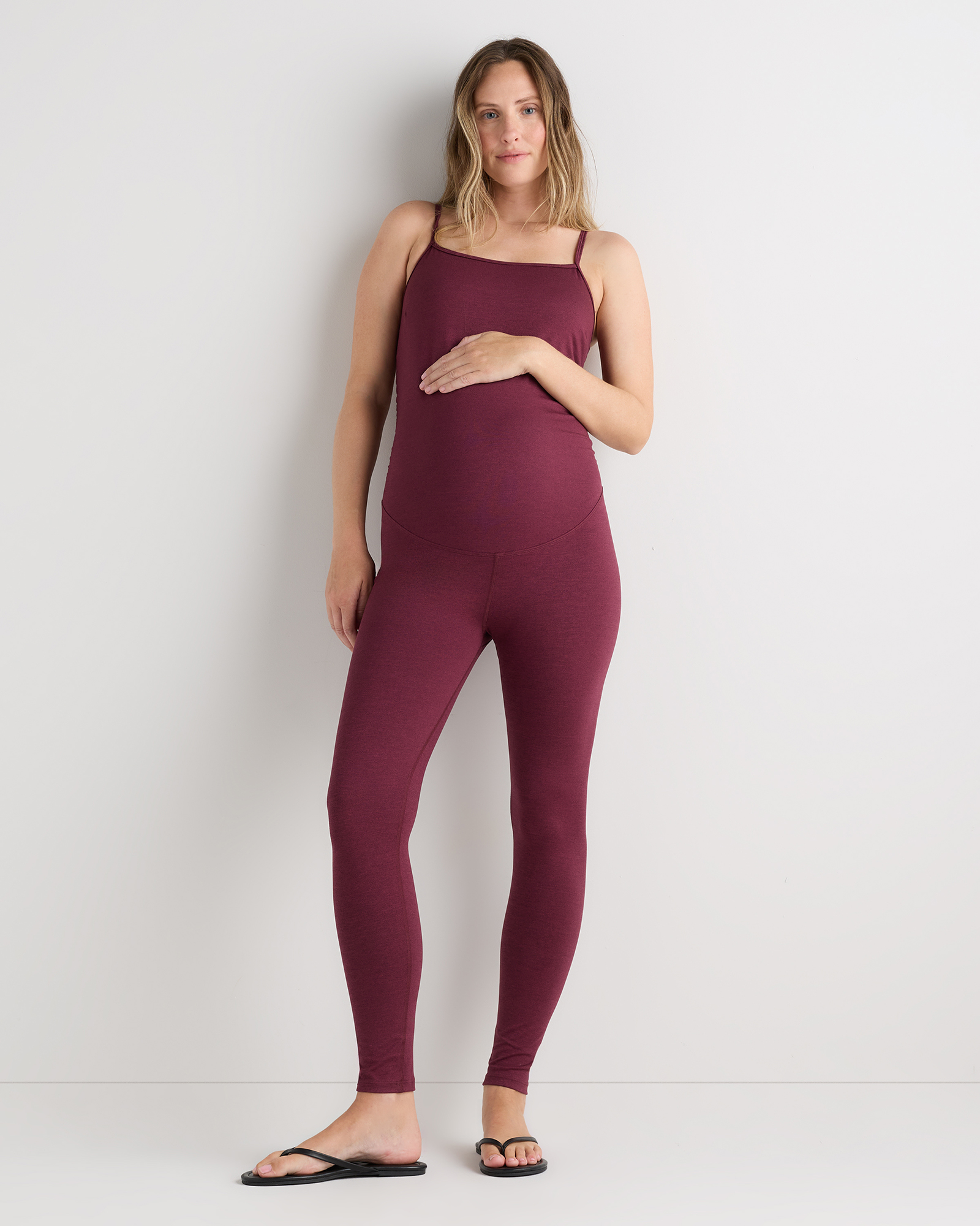 Heather Dried Fig Ultra-Soft Maternity Jumpsuit