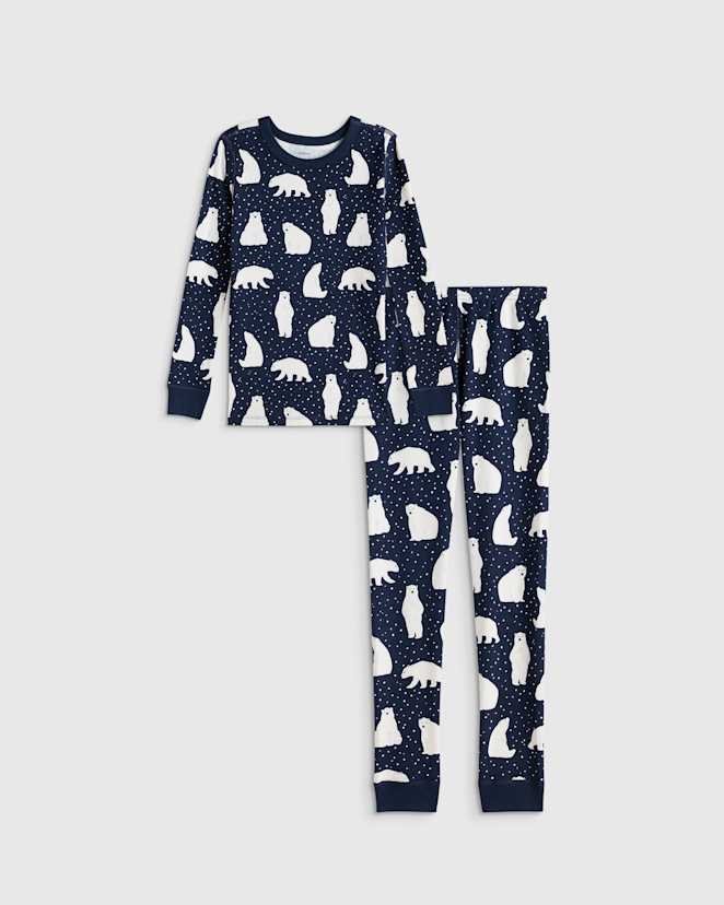 Polar Bears 100% Organic Cotton Long Sleeve and Pant Pajama Set