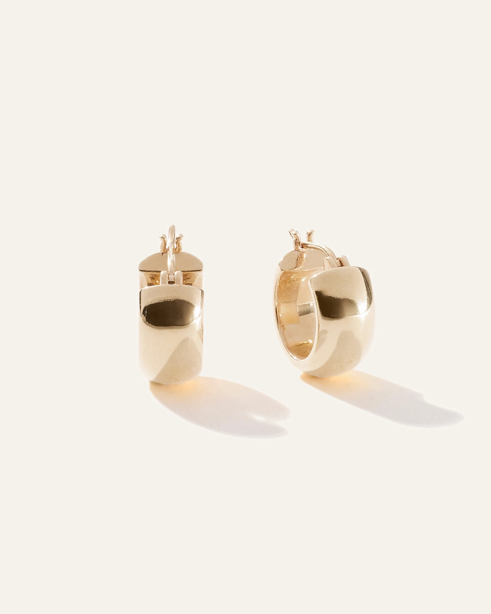 14K Gold Wide Huggies in Yellow Gold