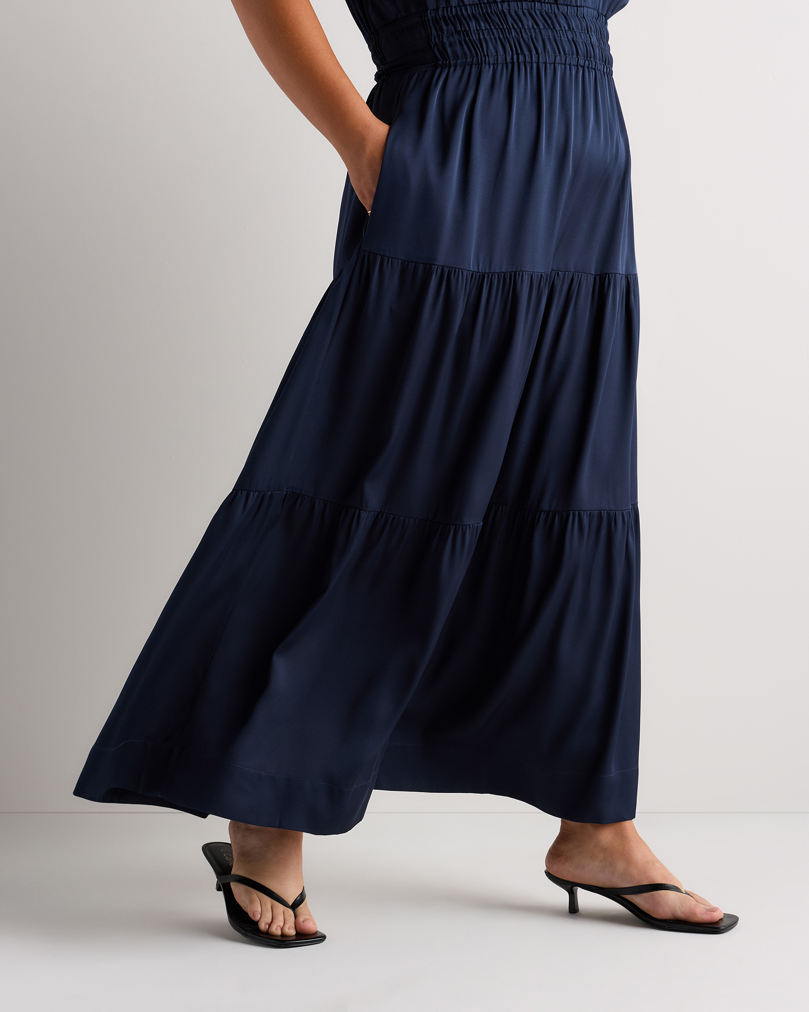 washable stretch silk tiered maxi dress Washable Stretch Silk Tiered Maxi Dress