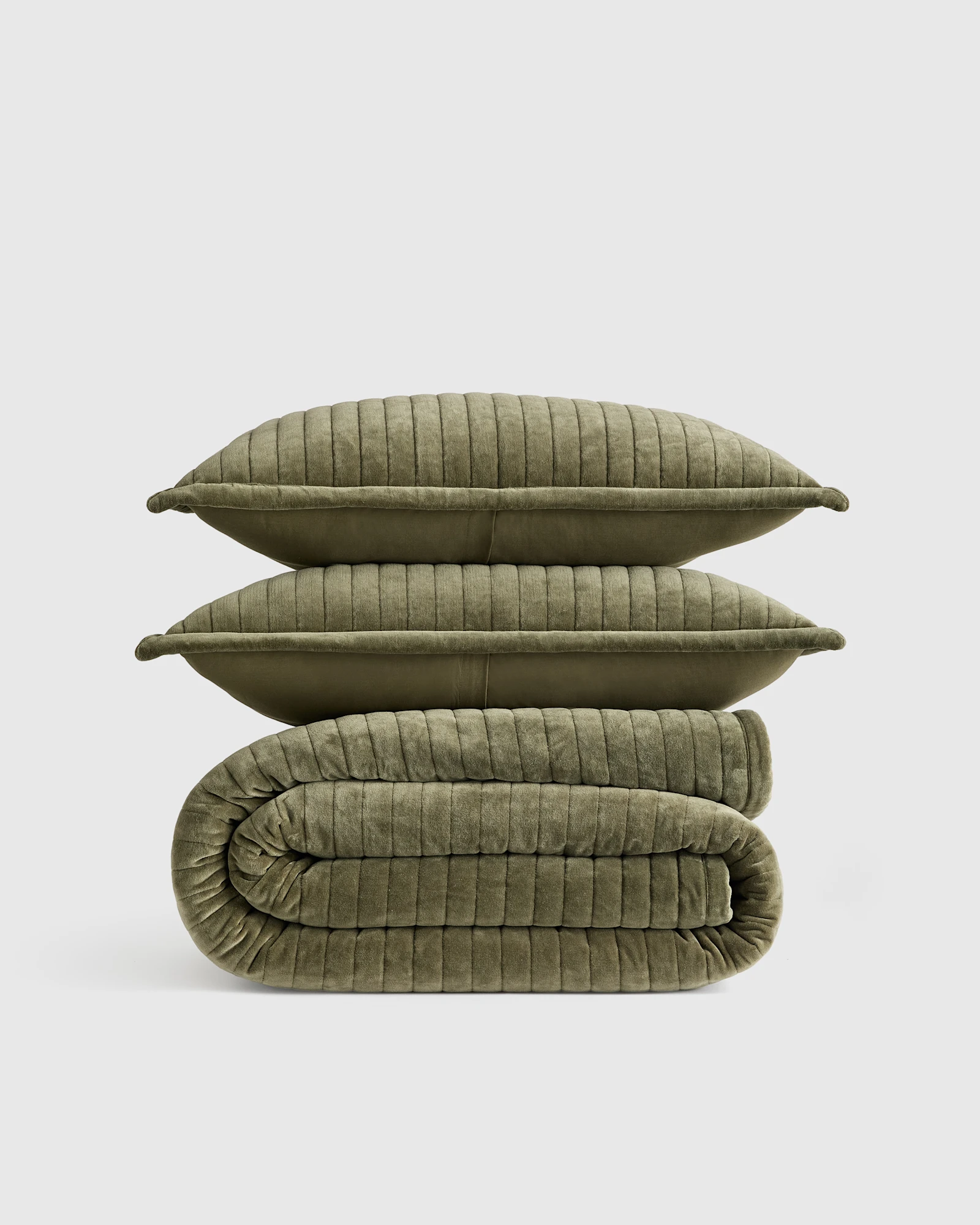 Cotton Velvet Horizontal Channel Quilt Set