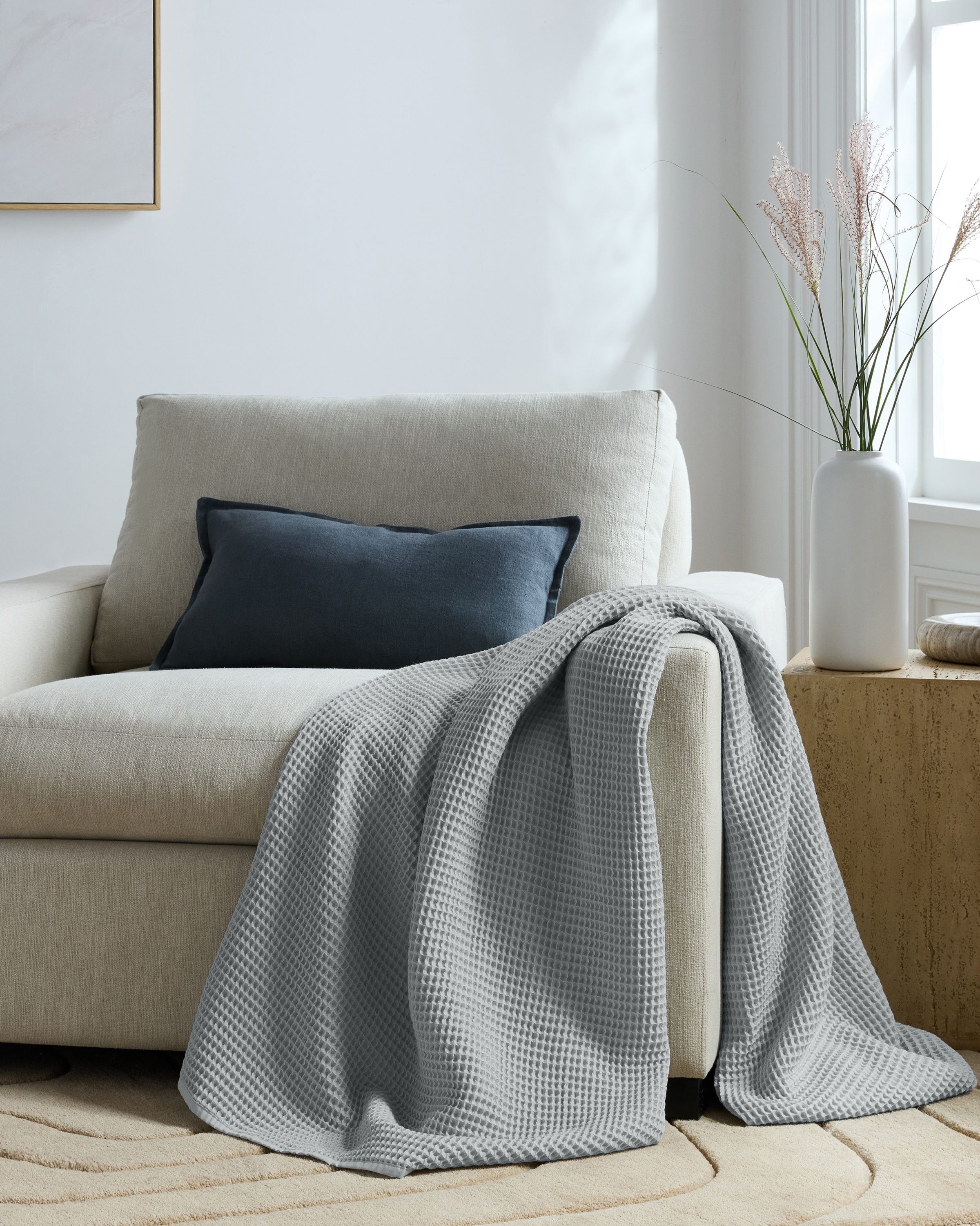 Mist Organic Waffle Throw