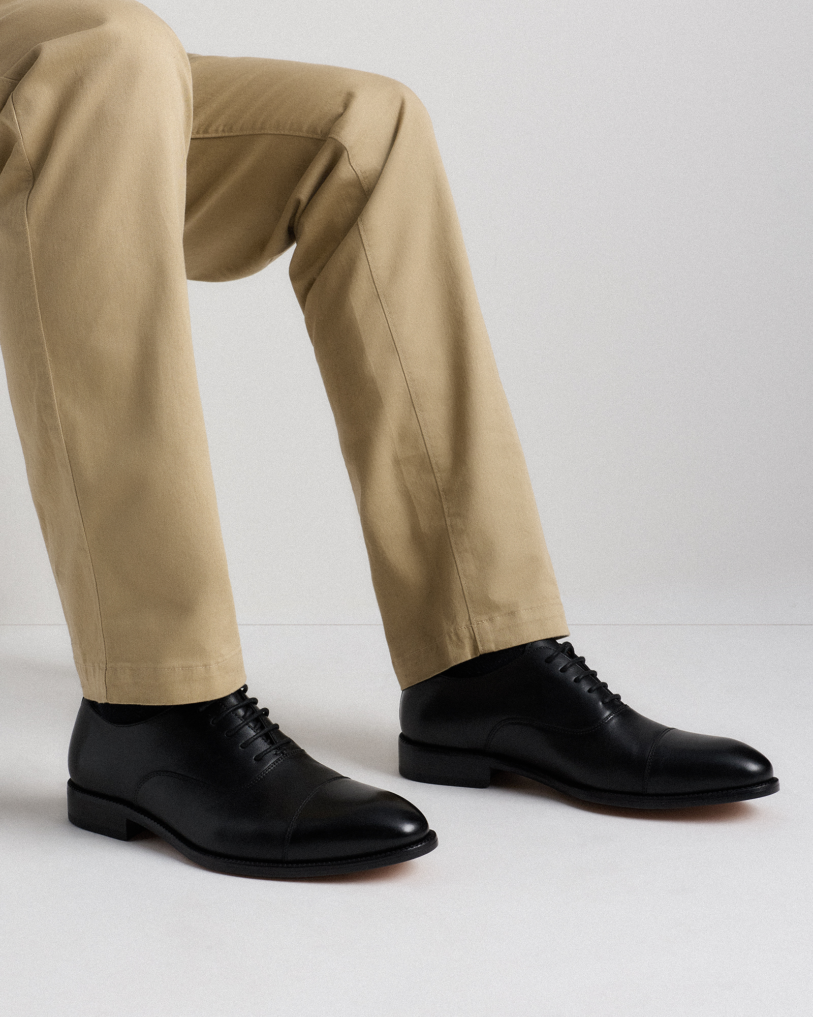 Tuluchi Italy Design Men\'s Black Cap Toe Oxford Dress Shoes Size 11 Leather Calfskin Leather Plain Toe Oxford in Black main image 4