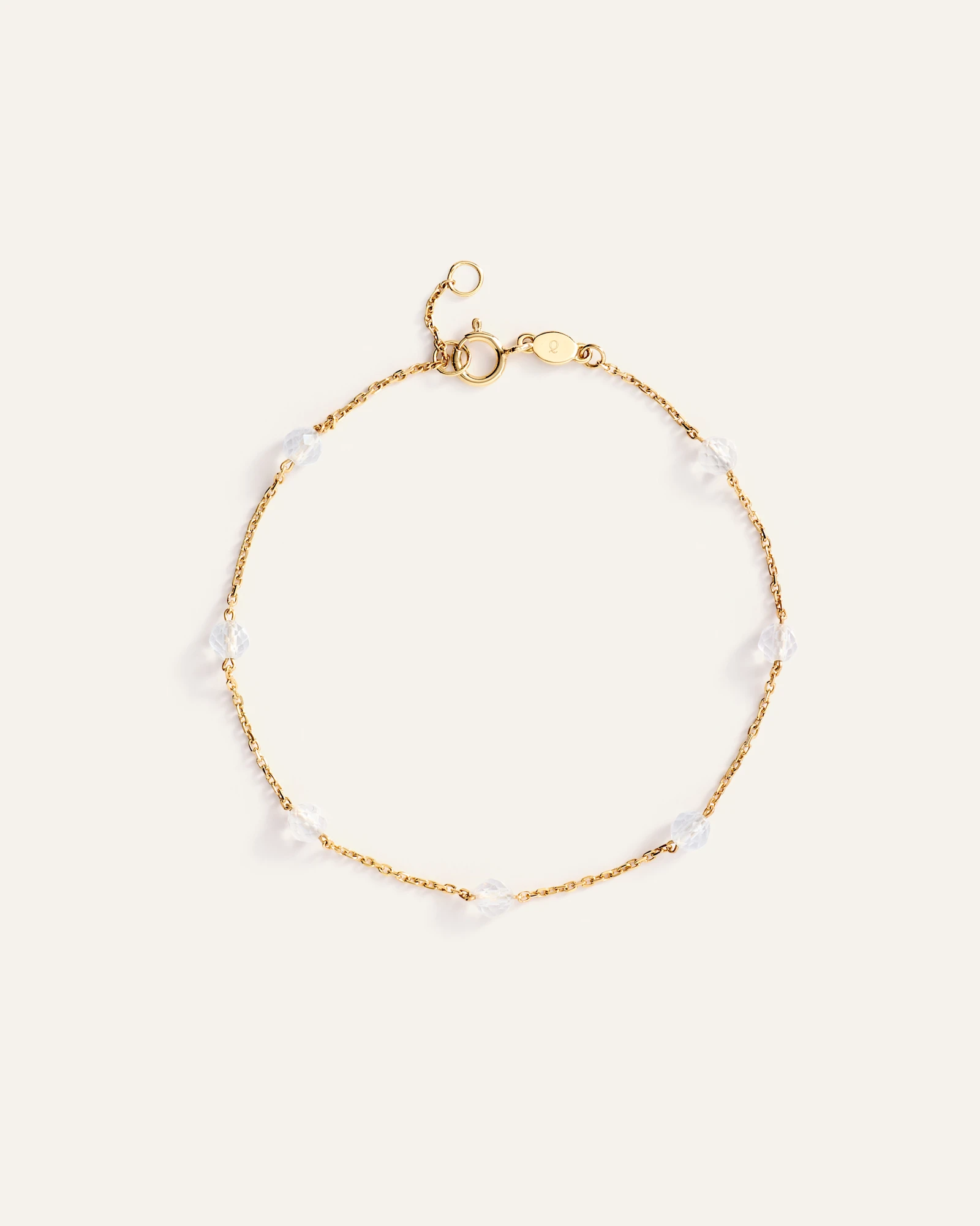 14K Gold Gemstone Station Stackable Bracelet - White Topaz