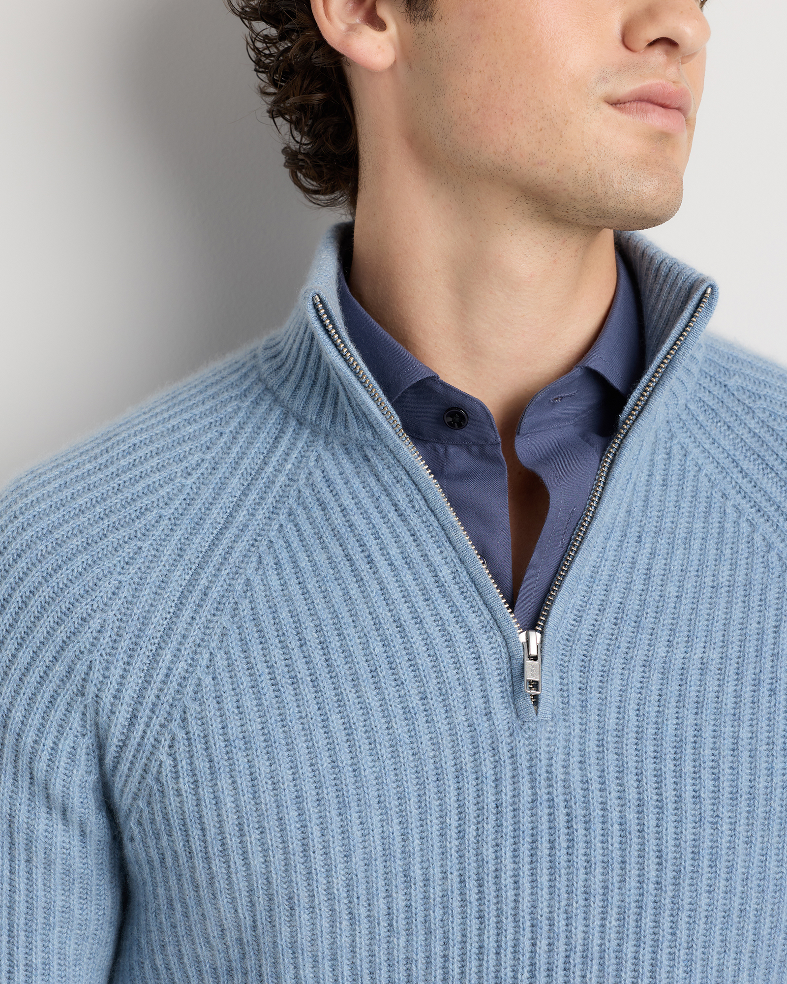 Mongolian Cashmere Fisherman Quarter Zip Sweater