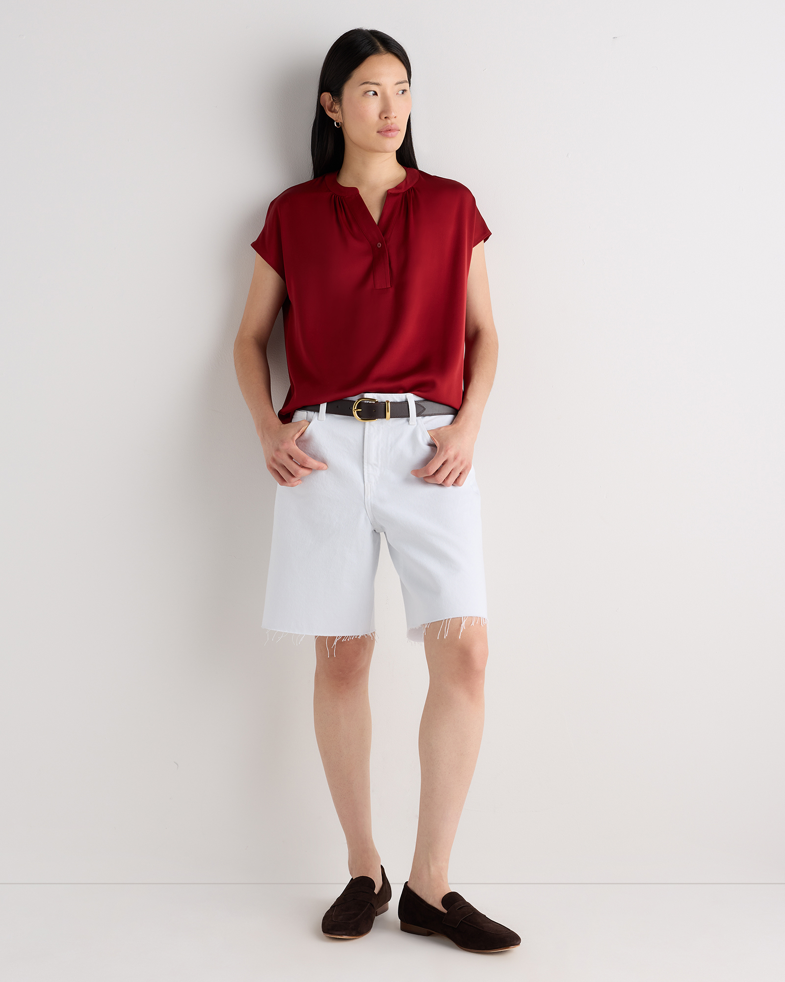 Women's Washable Stretch Silk Dolman Sleeve Blouse