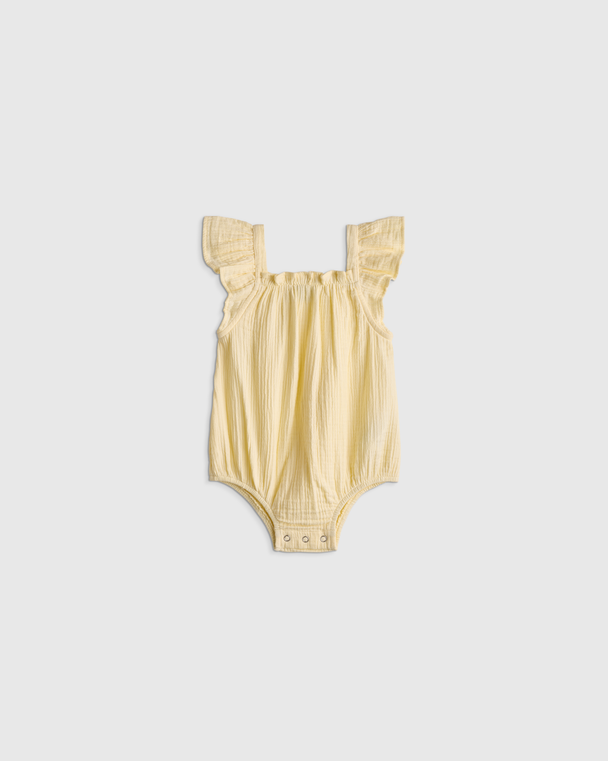 Almond Cookie 100% Organic Cotton Gauze Flutter Sleeve Bubble Romper