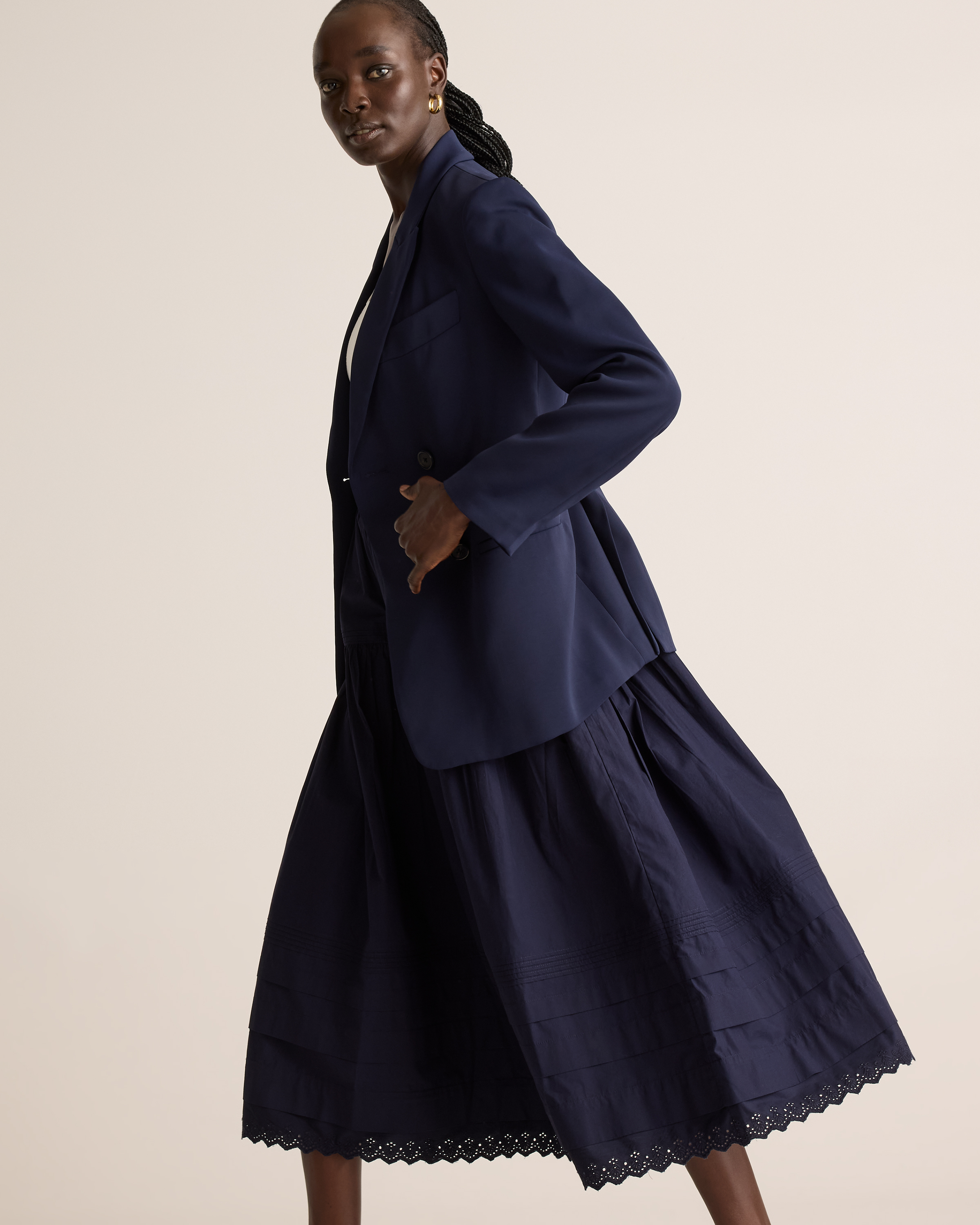 【Anyone more】It's Cotton Flare Pintuck Skirt Pintuck Cotton Flare Skirt – Elsis