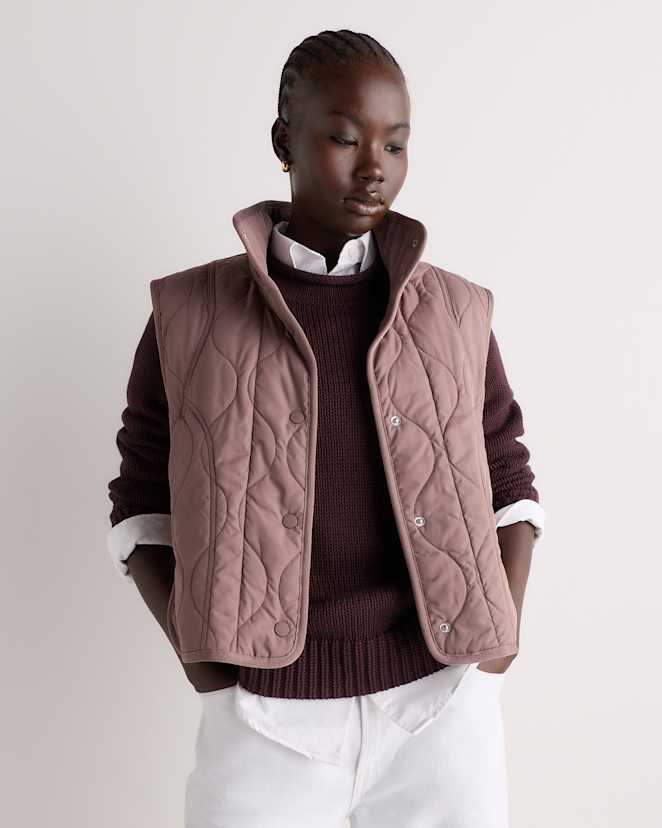 Smokey Taupe Featherless Quilted Puffer Vest