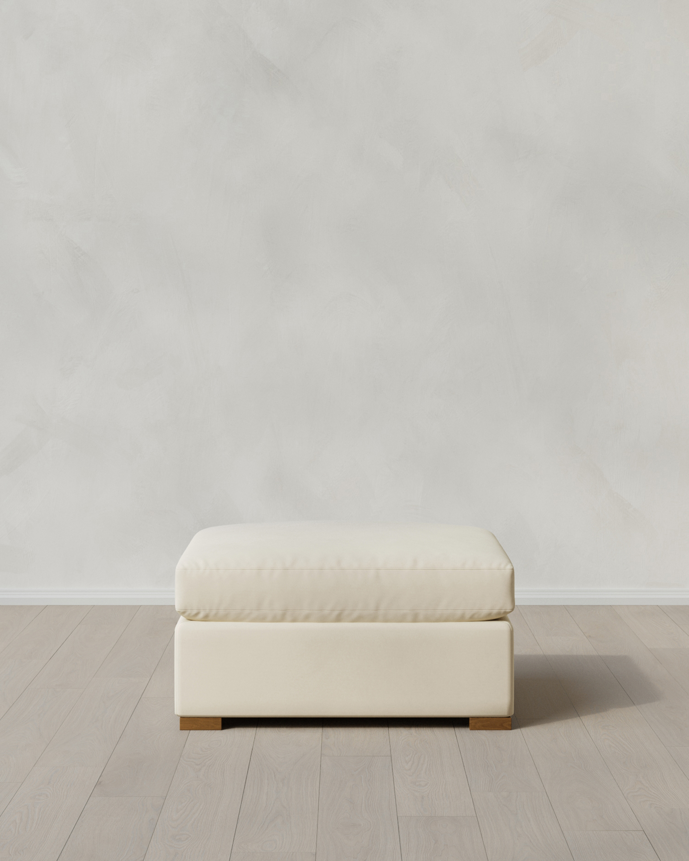 Ivory Hollis Slope Arm Ottoman in Performance Velvet