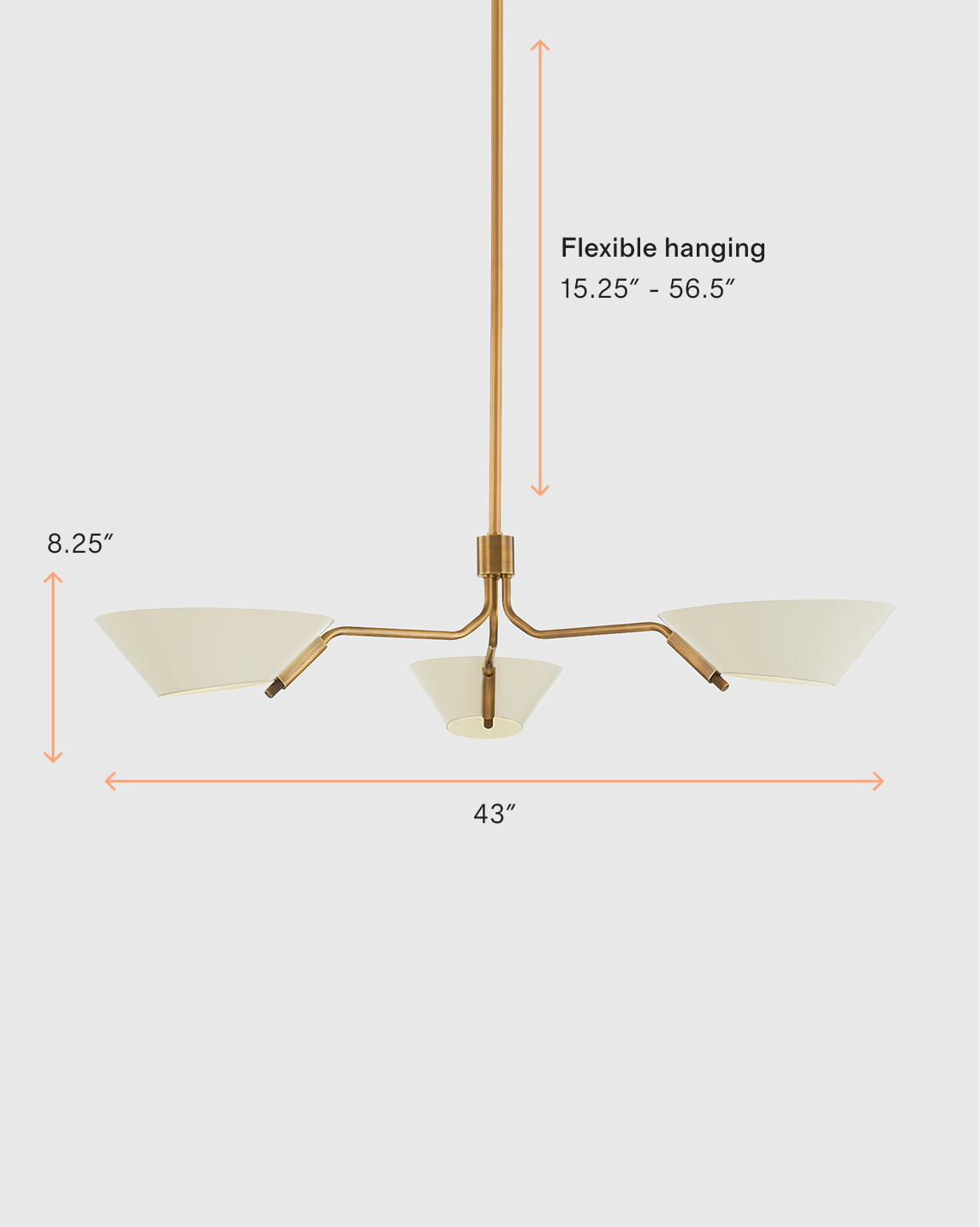 Mid-Century Armed Iron Chandelier - Thumbnail 4