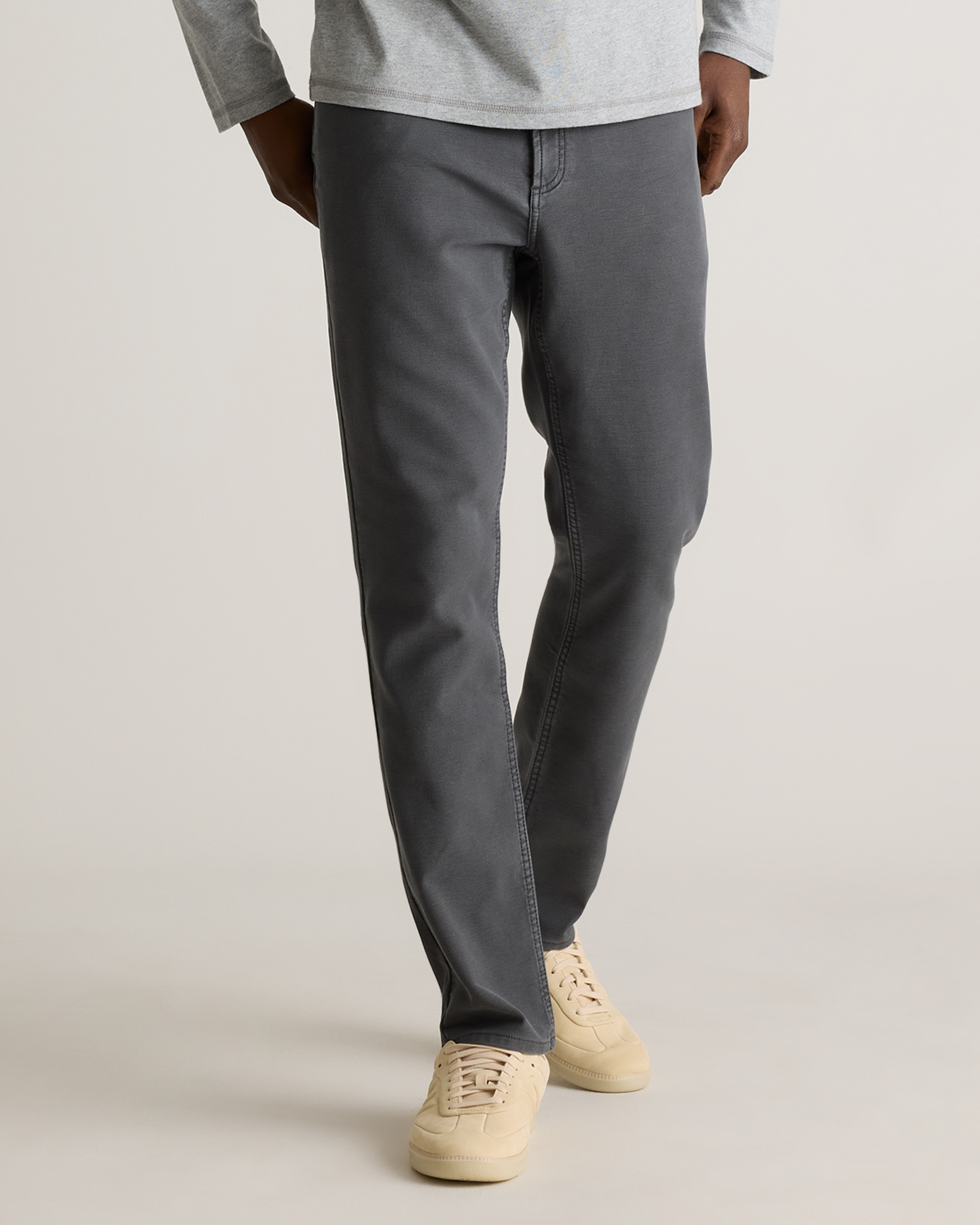 French Terry 5-Pocket Pants in Dark Coal