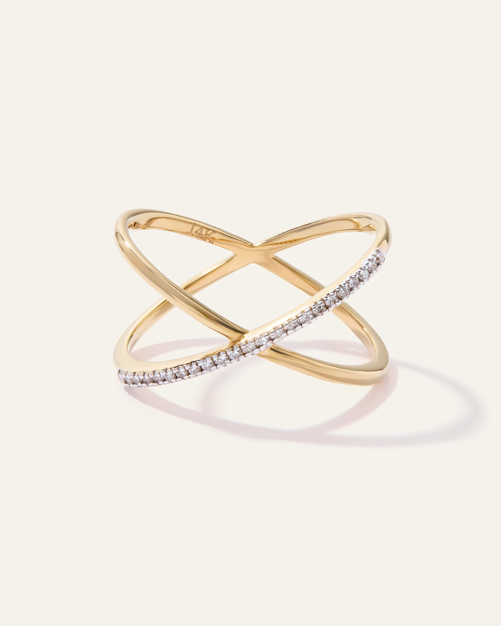 14K Gold Diamond Pave Crossover Ring