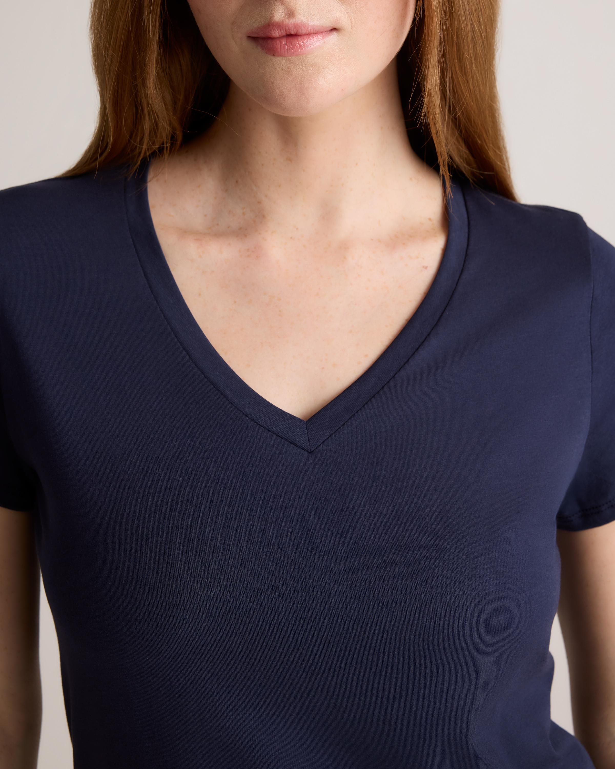 Cotton Modal V-Neck Tee in Navy