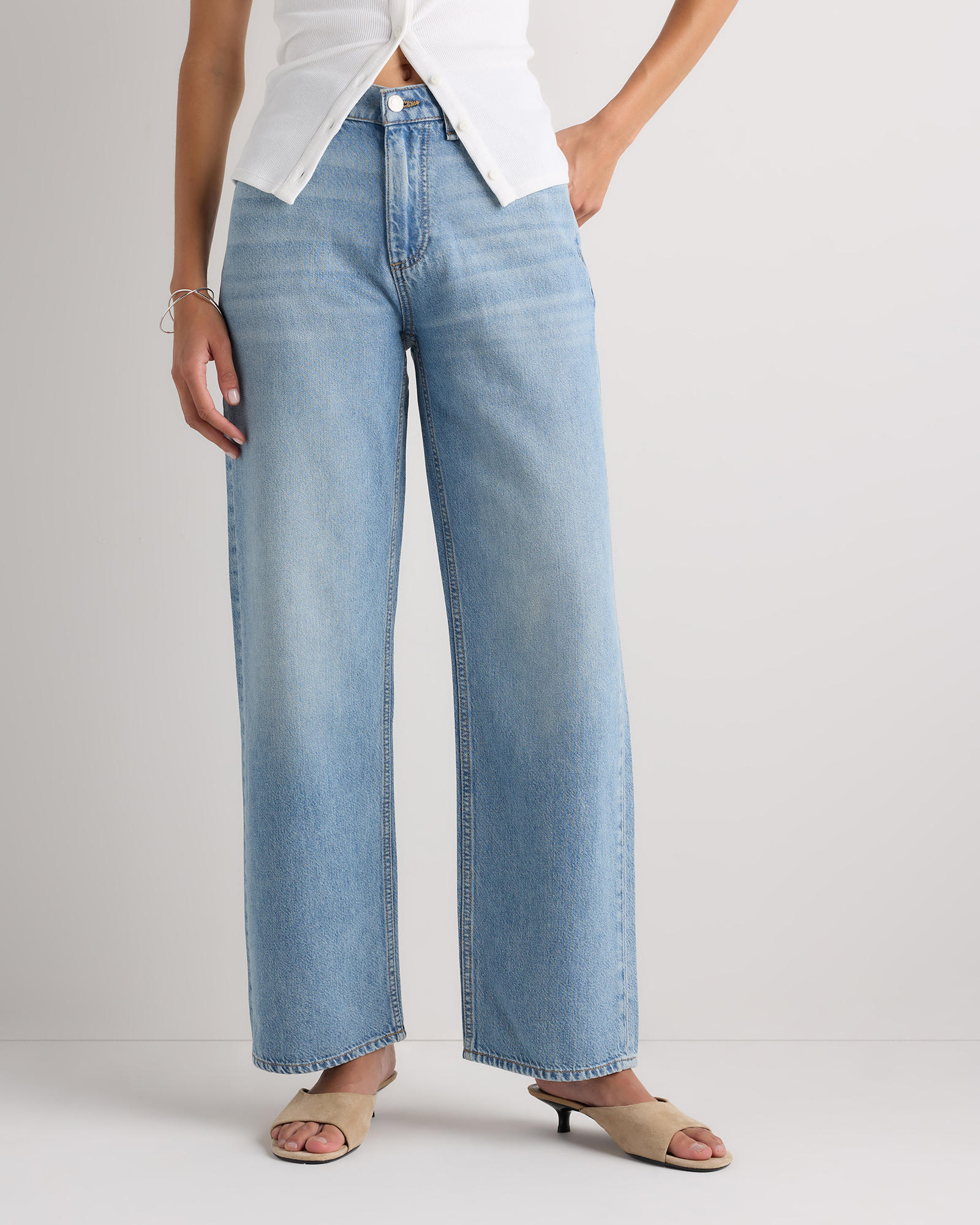 Sunwashed Blue Bella Wide Leg Jeans in Whisper Denim