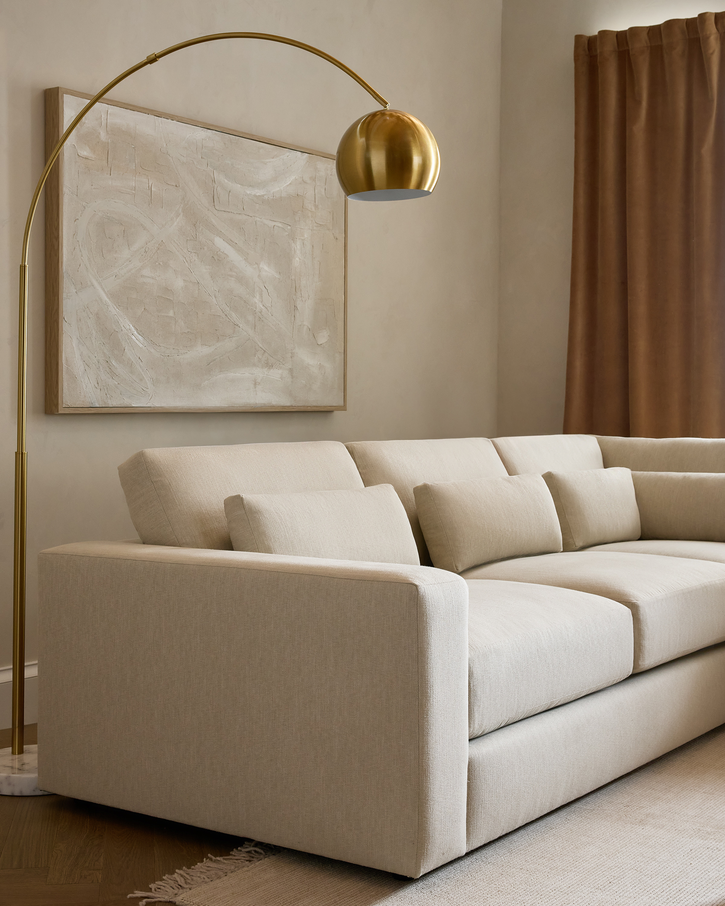 Square Arm Deep Seat L Sectional in Performance Chenille Linen Blend - thumbnail 7