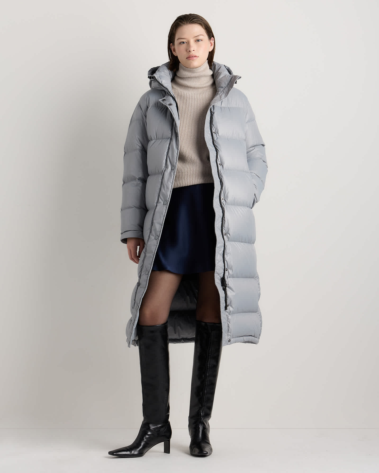 Puffer Website Responsible Down Long Puffer Jacket in Feather Grey