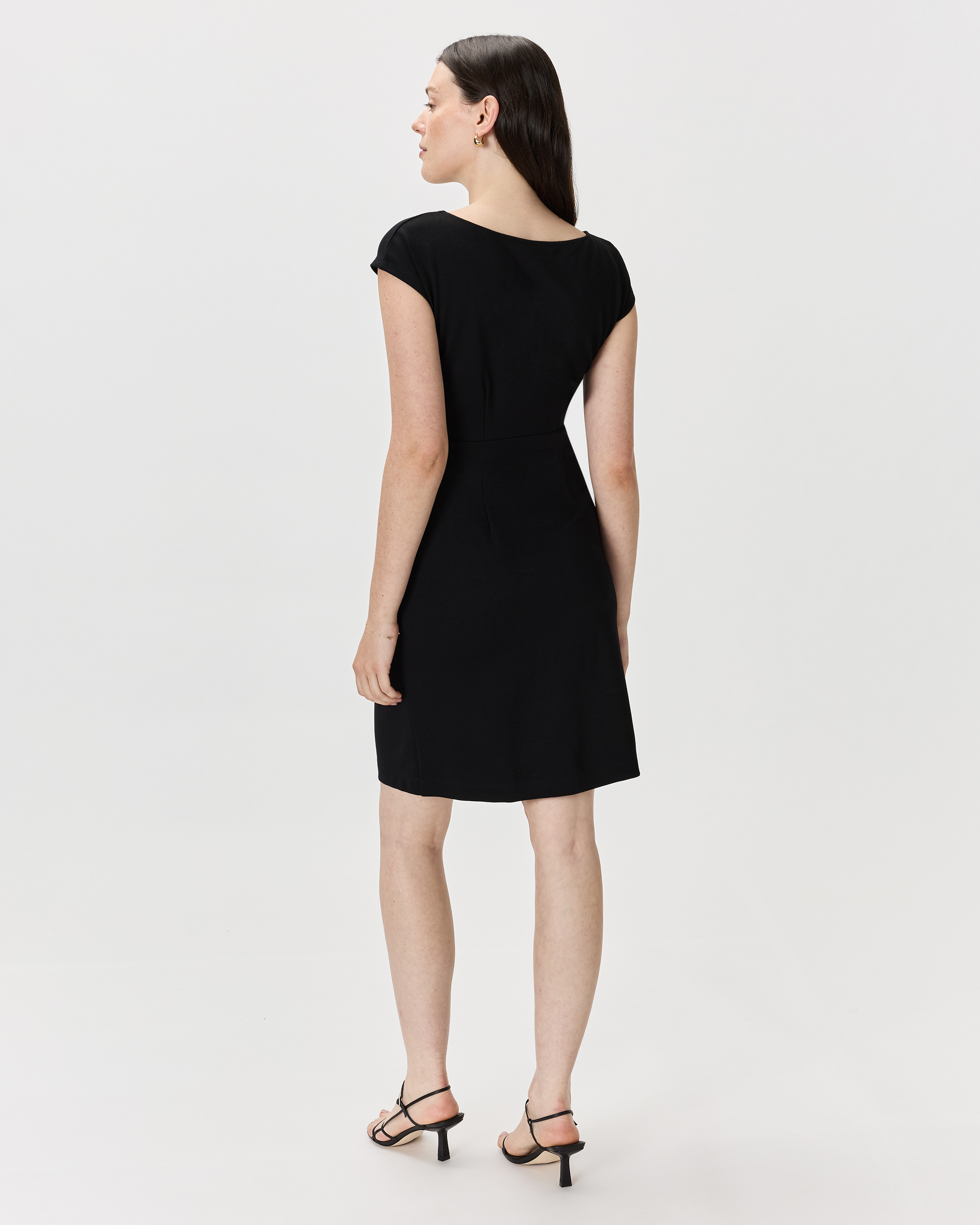 Quince Women's Ultra-Stretch Ponte Cap Sleeve Dress, Elegant Black, Size XL, Comfortable Rayon Material