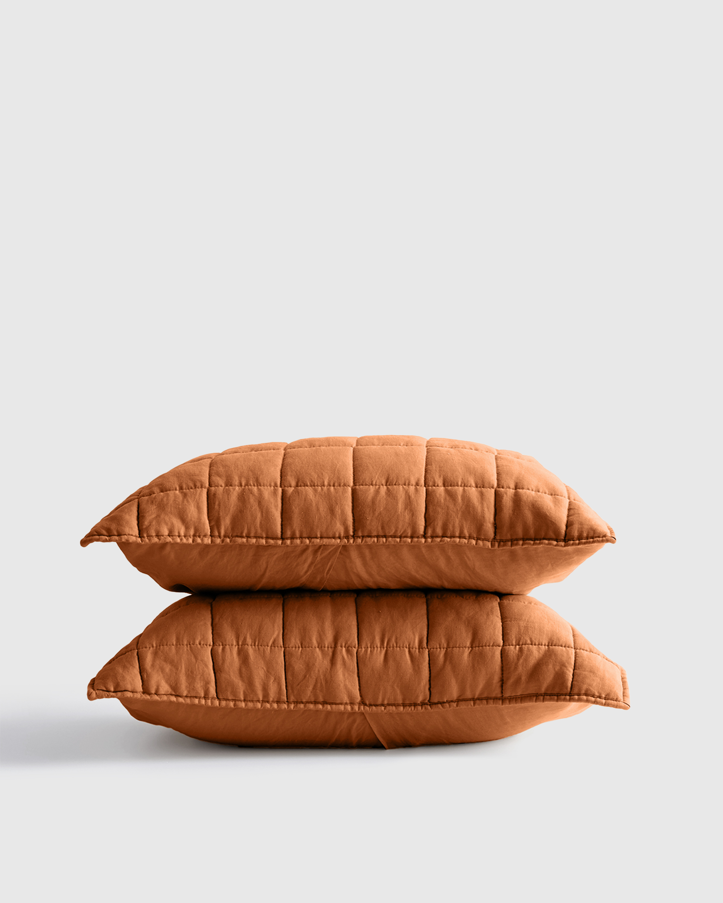 European Linen Box Quilted Sham Set, King, Terracotta