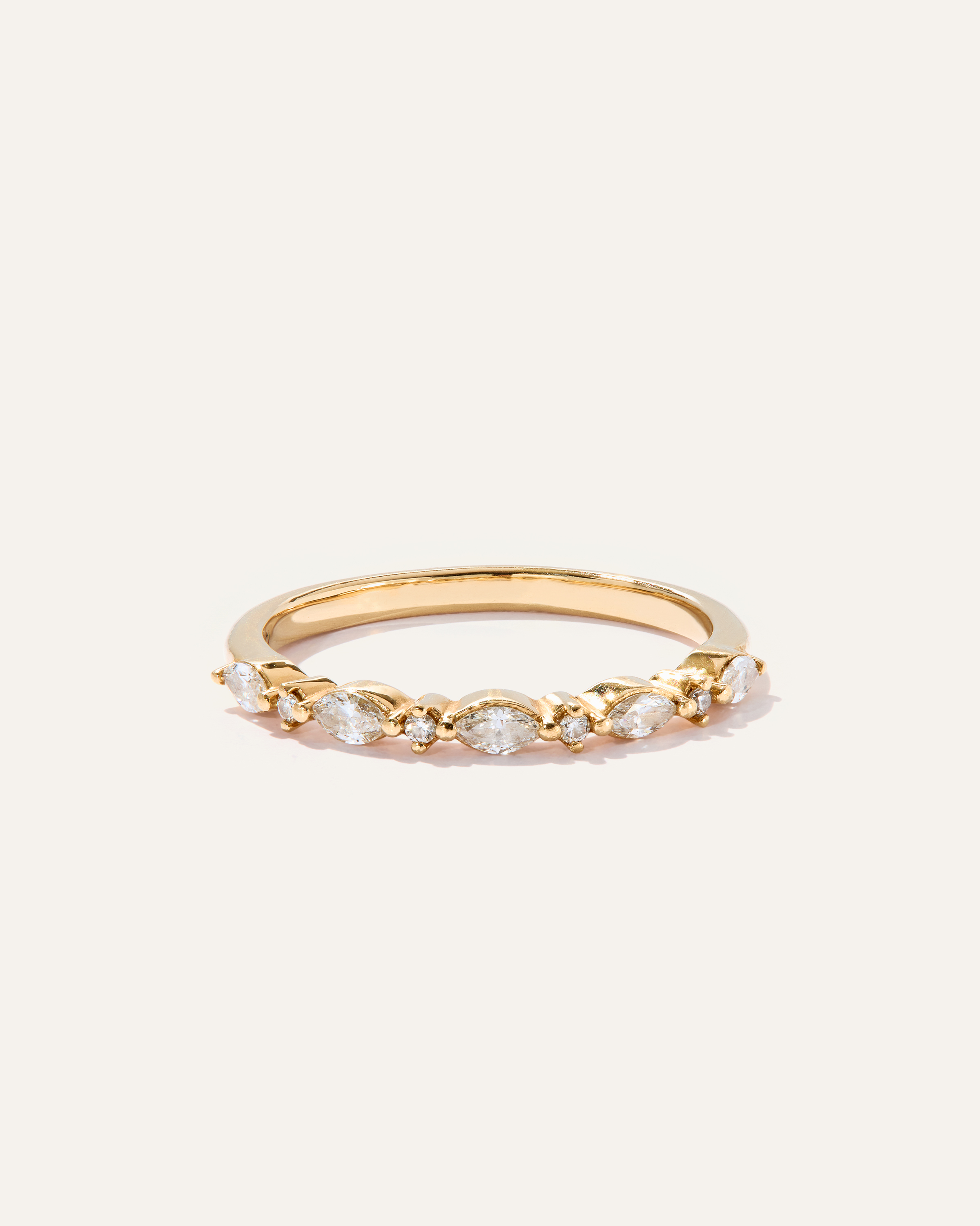 Yellow Gold Diamond Alternating Marquise & Round Band