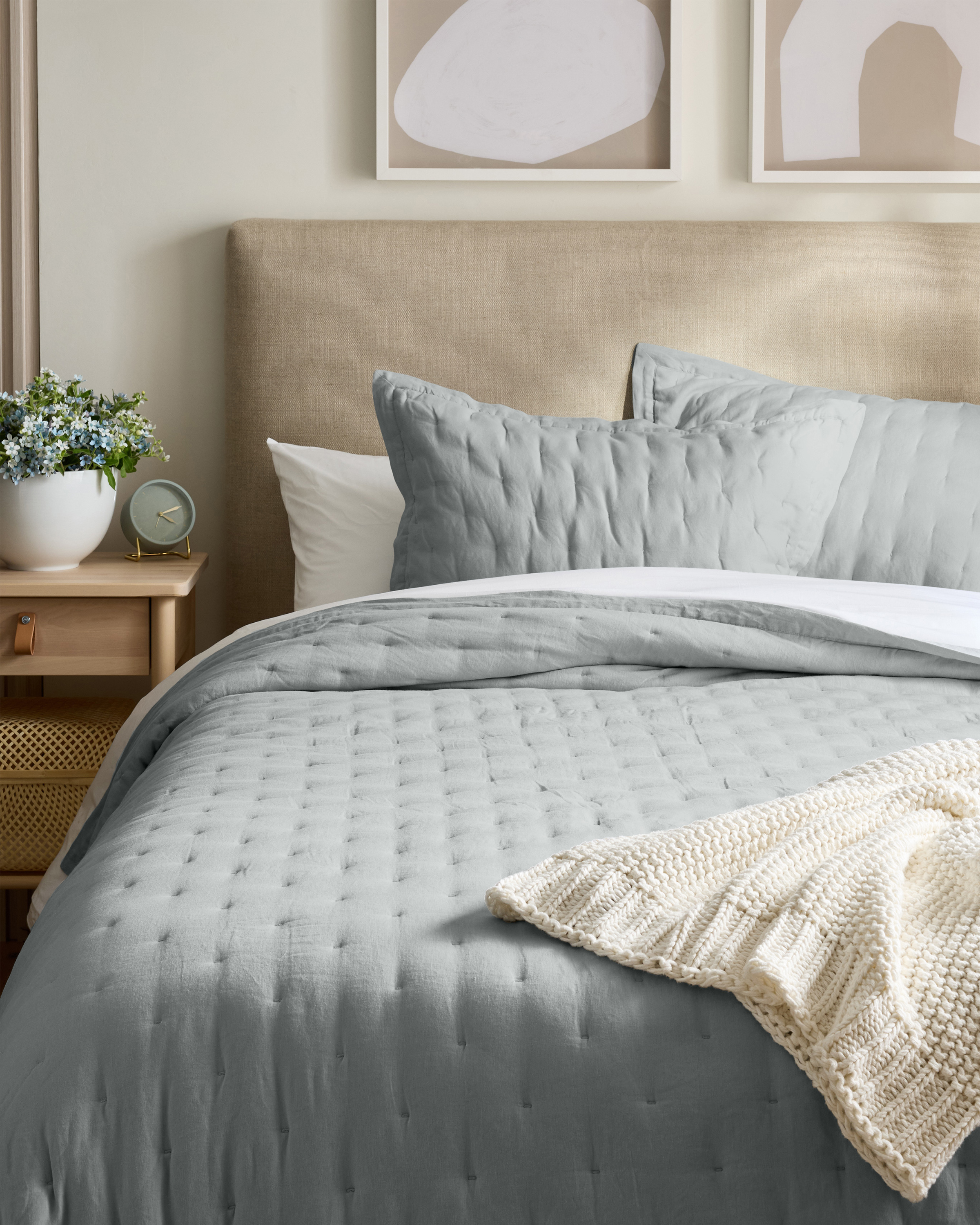 European Linen Dream Quilt Set - Mist, King/Cal King
