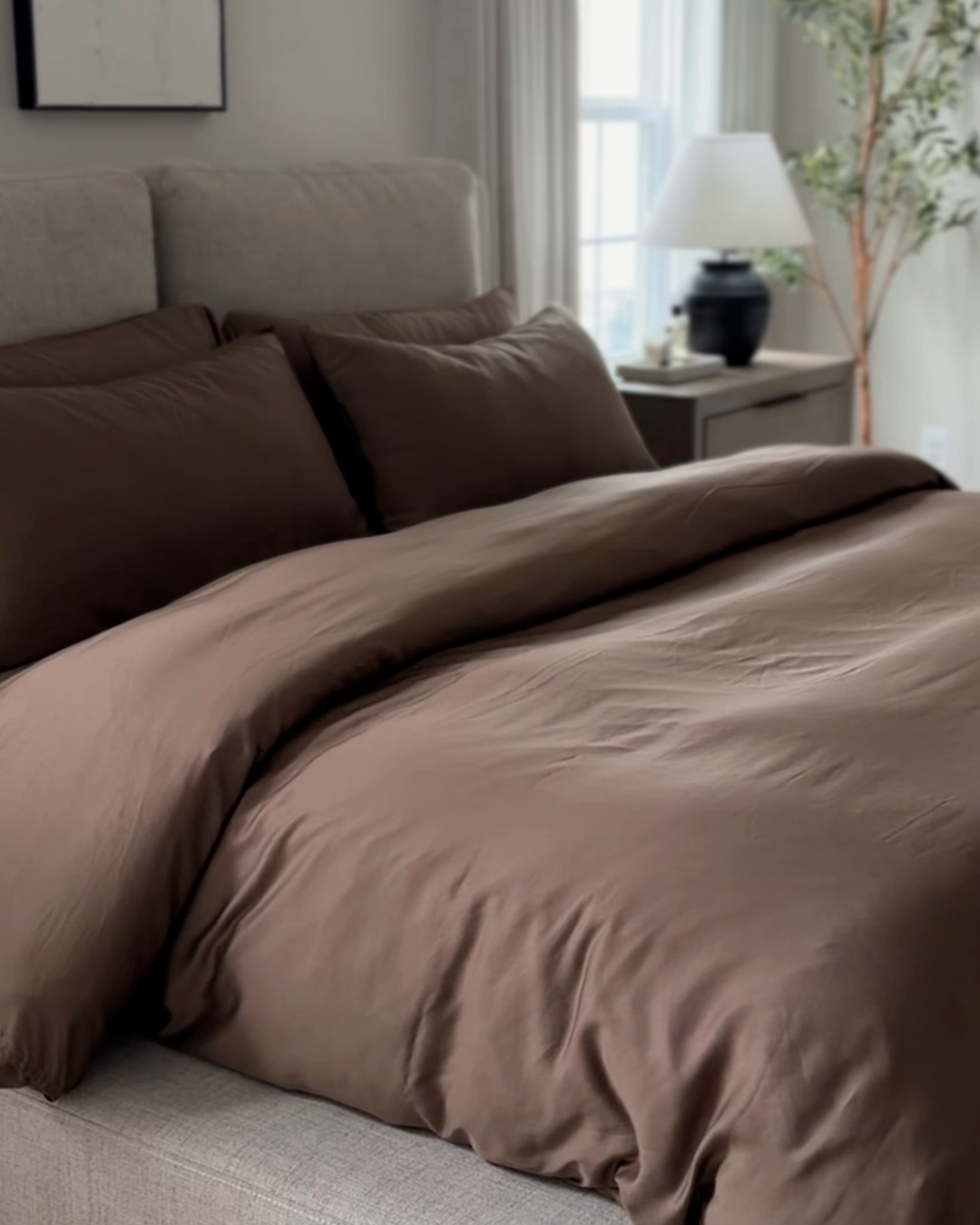 BDNG Bamboo Duvet Cover Set Walnut Sumaya Thumbnail 4x5